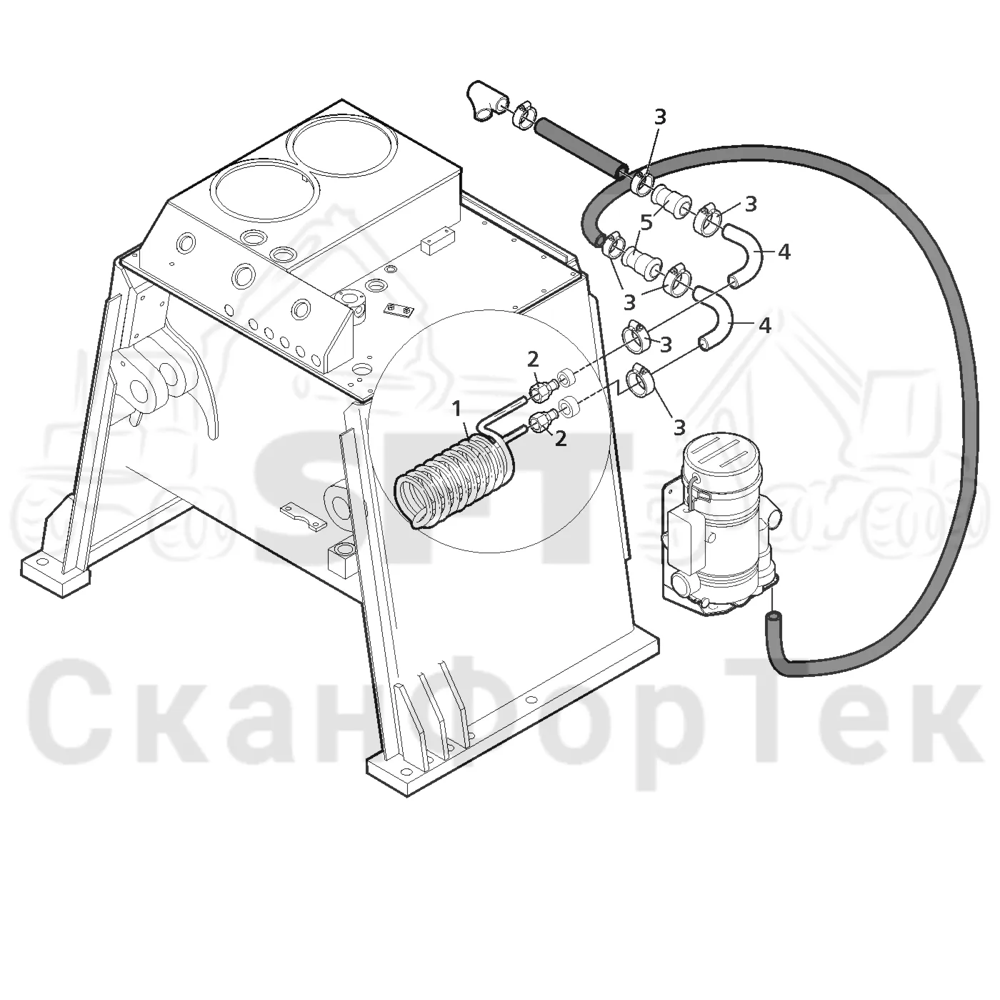 Схема: Valmet / Лесозаготовительные машины / Valmet 941 / Valmet 941 Ch 12071- / Valmet 941 Ch 12071- / Каталог запасных частей / Гидравлика / Бак гидравлики / Подогреватель бака гидравлики
