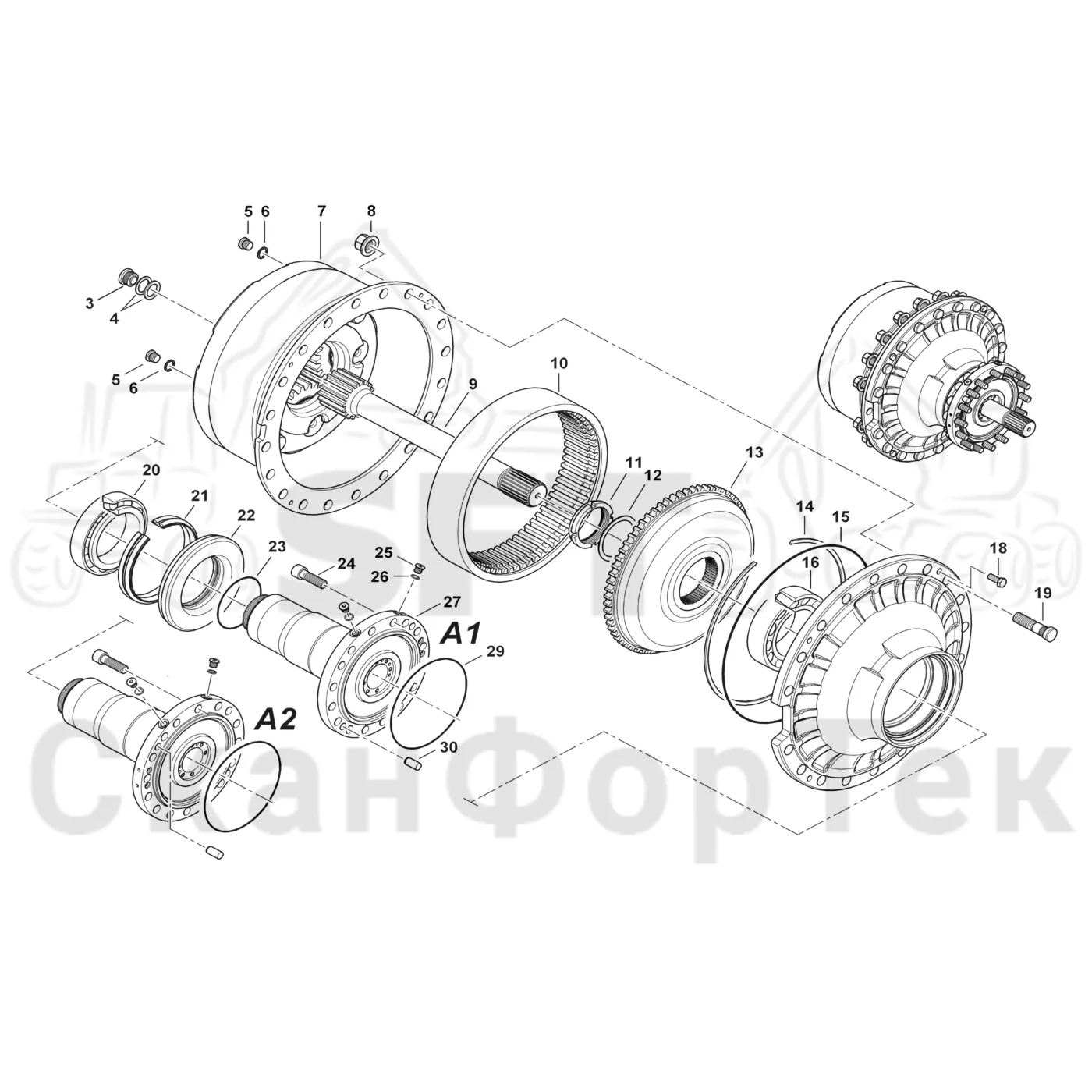 Схема: Редуктор ступицы A1