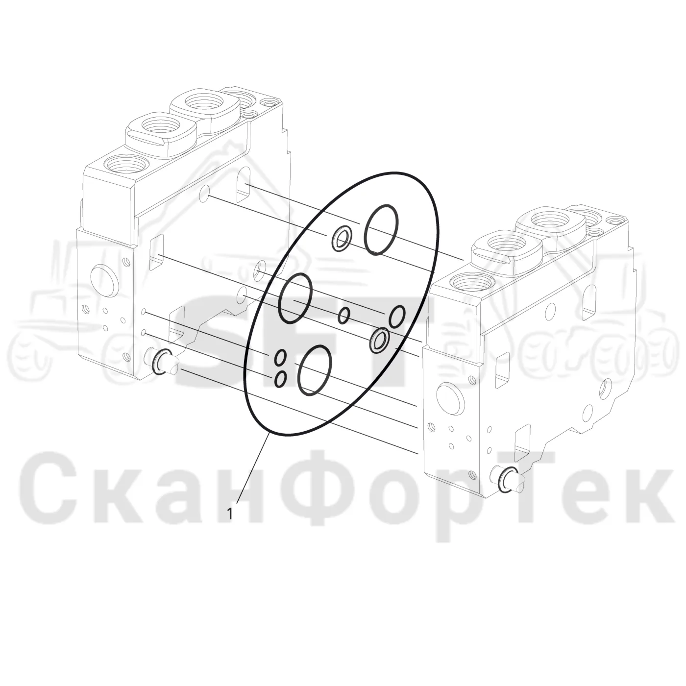 Схема: Komatsu / Форвардер / 895 S/N 8950011010- / Каталог запасных частей / Гидравлика / Клапан подъемного крана / 165F / Узел клапана / Прокладки секции