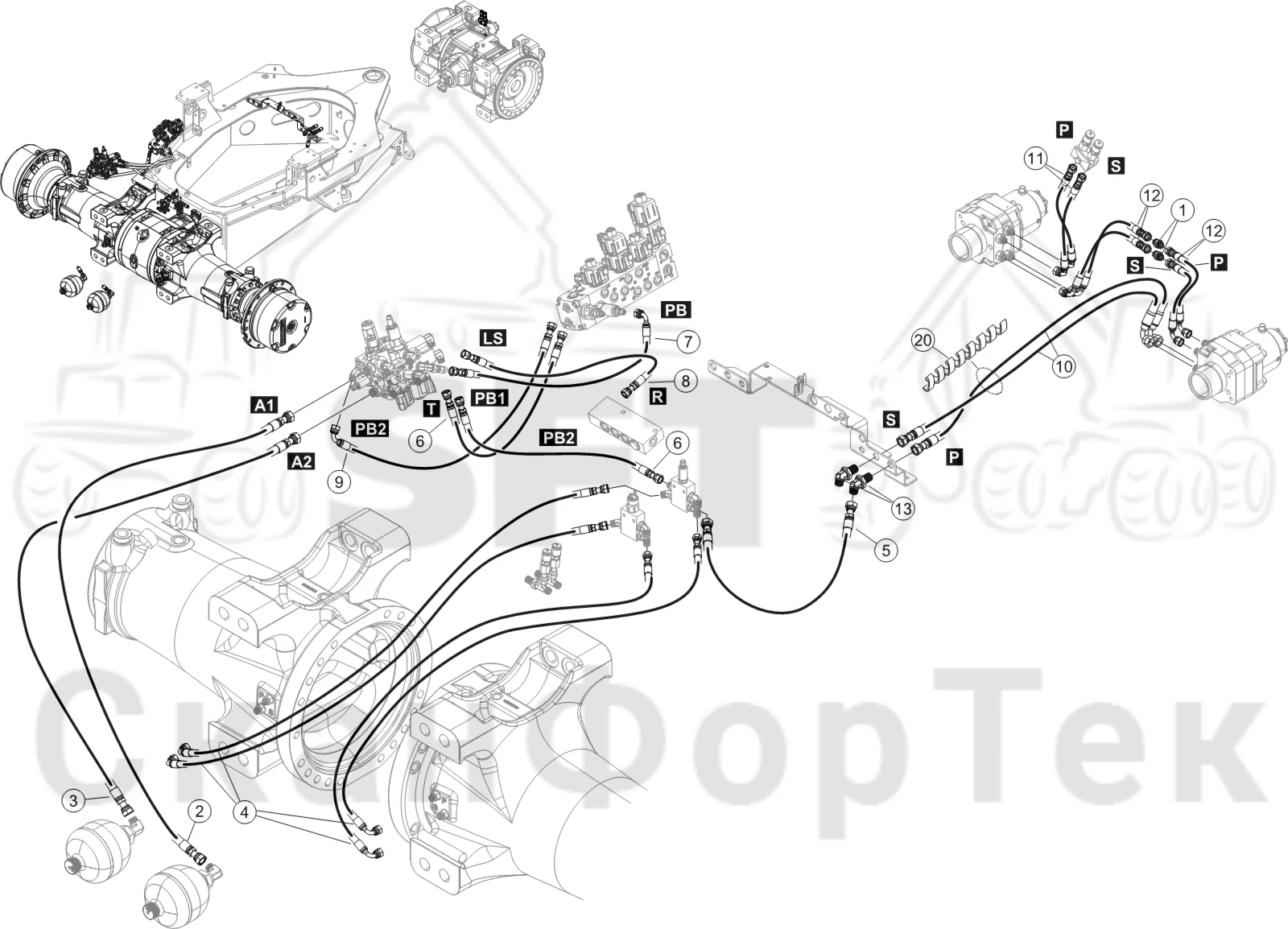 Схема: Тормозная система Комплект шланга