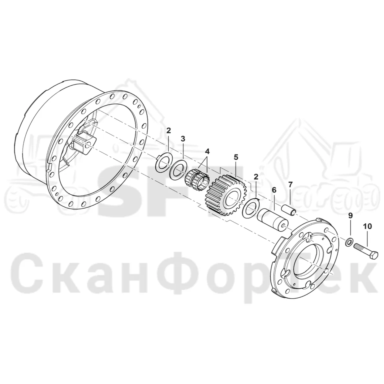 Схема: Сателлит планетарной передачи