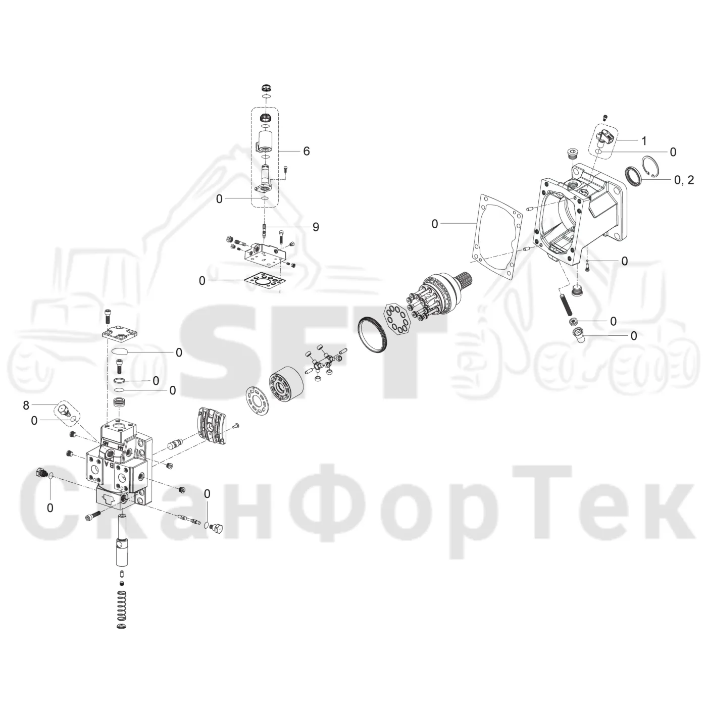 Схема: Подвод гидростатического шланга XT