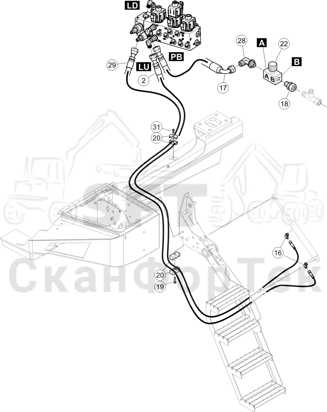 Схема: Гидравлическая лестница