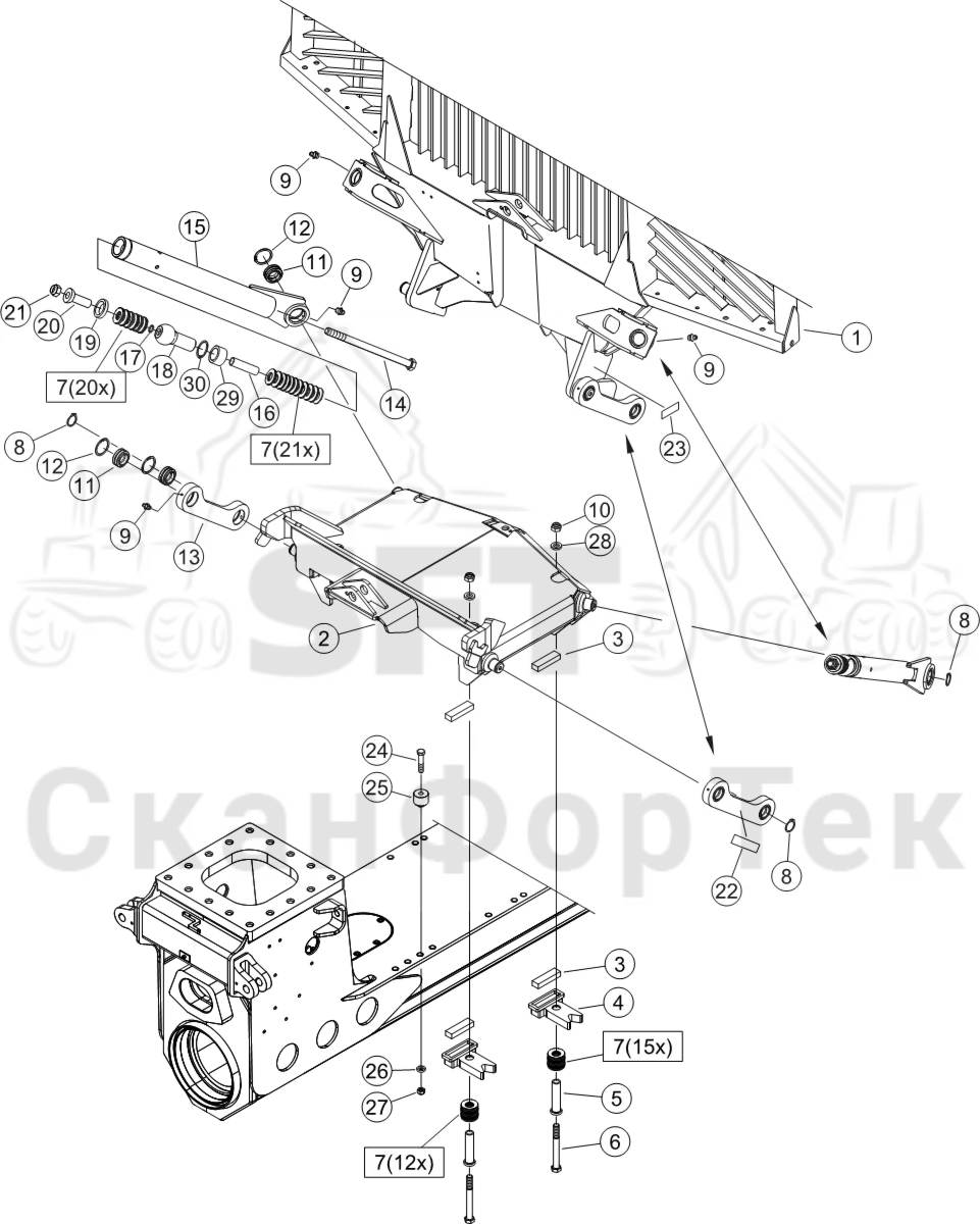 Схема: Гидравлическая перемещаемая решёткаFlexGate Узкий