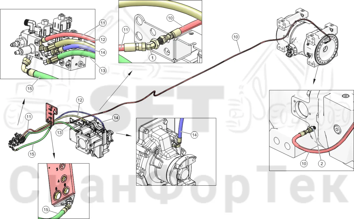 Схема: Клапан обслуживания Подвод шланга SpeedShift