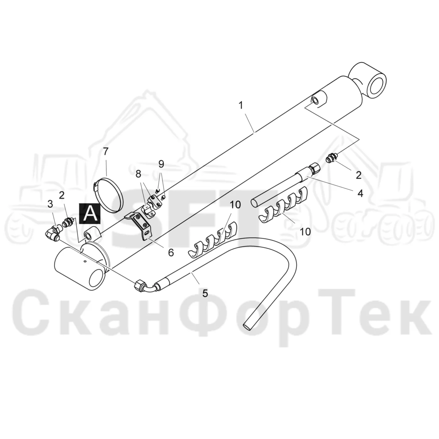 Схема: Komatsu / Лесозаготовительные машины / 901TX .1 / Каталог запасных частей / Подъемный кран / Основная стрела / c