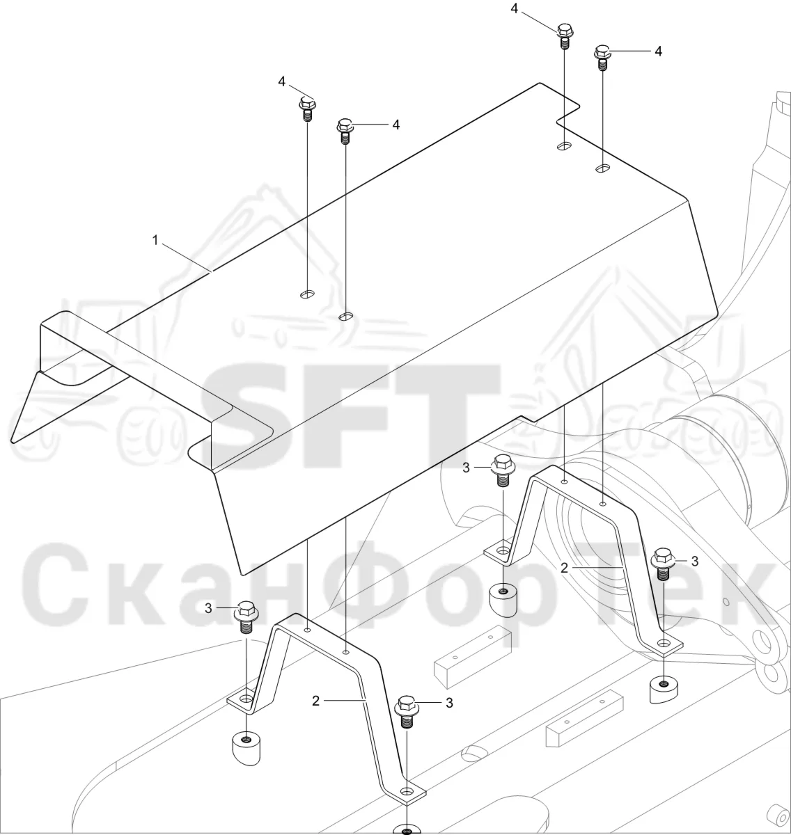 Схема: Komatsu / Лесозаготовительные машины / 951 S/N 9510004367- / Каталог запасных частей / шасси / Инструмент. Корчевка пней / защита