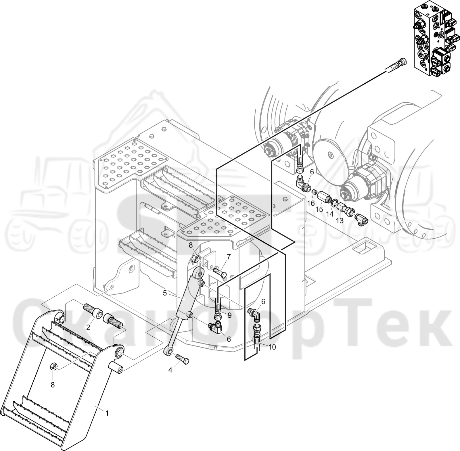 Схема: Komatsu / Лесозаготовительные машины / 951 S/N 9510004367- / Каталог запасных частей / шасси / Ступени / Ступень передняя