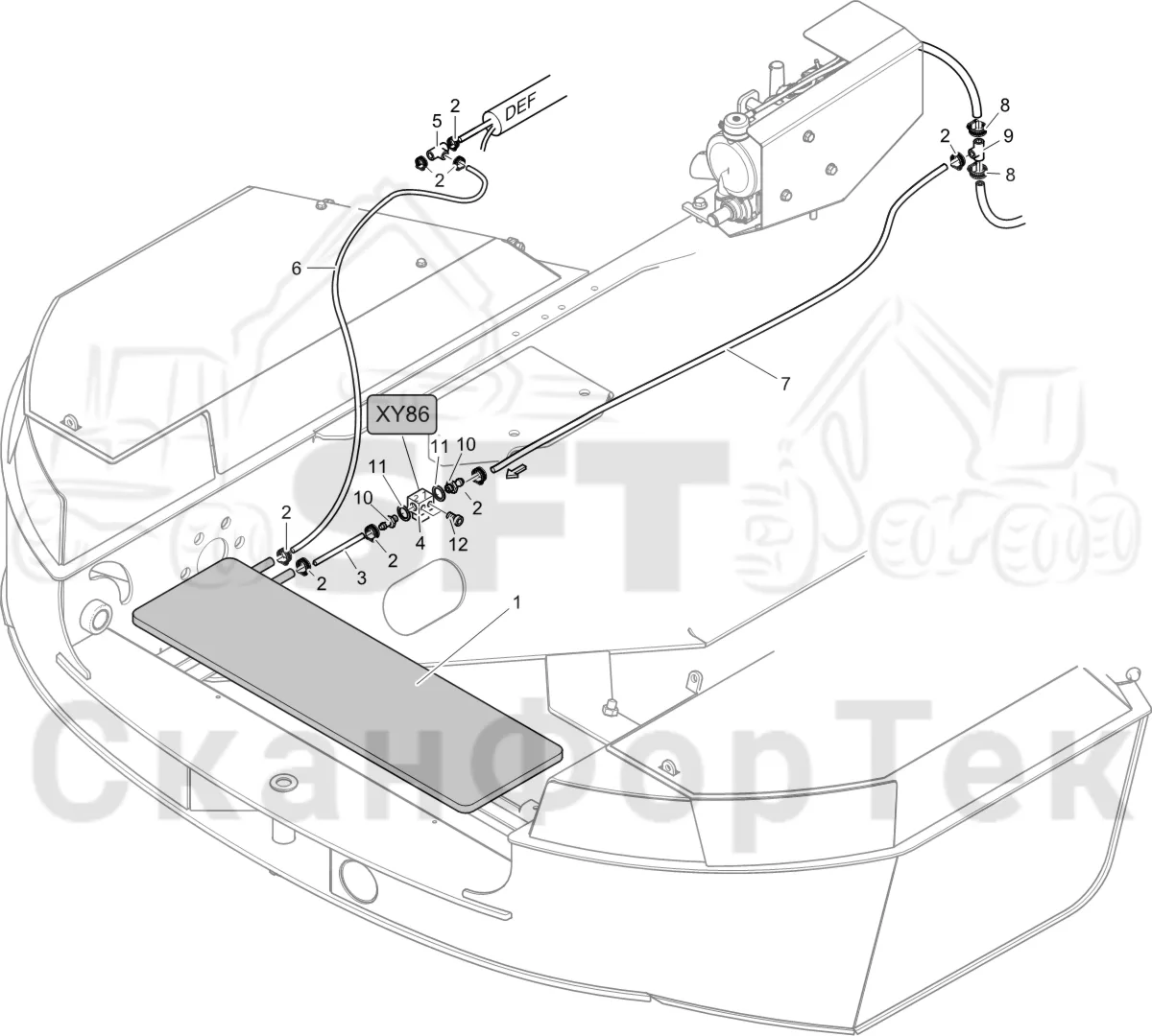 Схема: Komatsu / Лесозаготовительные машины / 911 S/N 9110062167- / Каталог запасных частей / шасси / Электрический Оборудование / нагреватель, аккумулятор