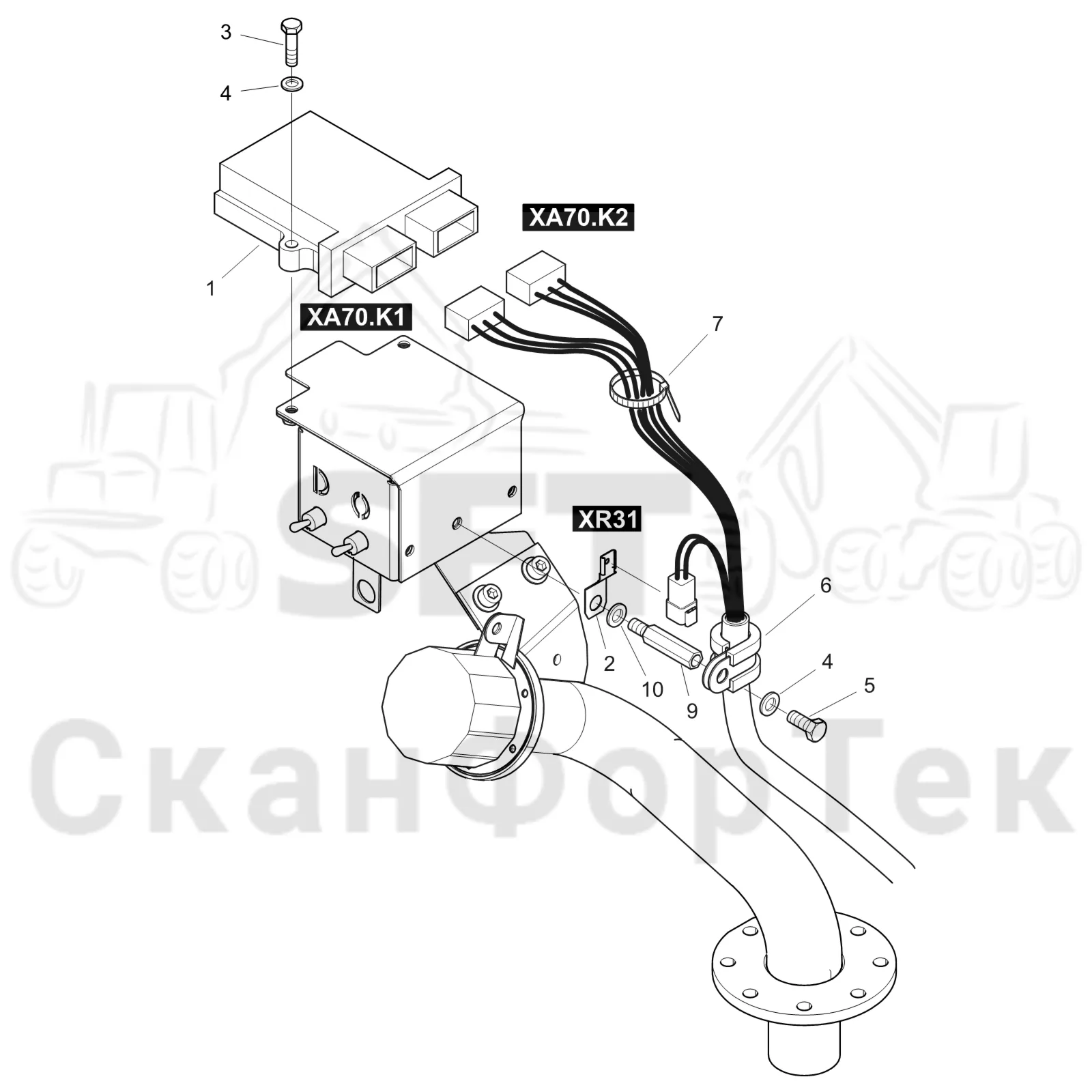 Схема: Komatsu / Лесозаготовительные машины / 911 S/N 9110062167- / Каталог запасных частей / шасси / Электрический Оборудование / Комплект электрооборудования MIO
