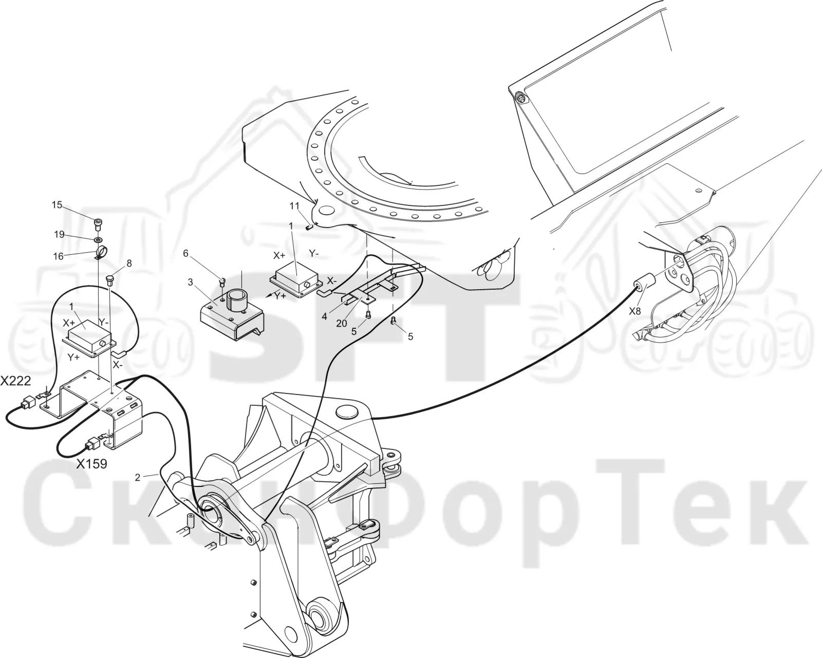 Схема: Komatsu / Лесозаготовительные машины / 951 S/N 9510004367- / Каталог запасных частей / шасси / Датчик автовыравнивания / Датчик автовыравнивания, рама 9510004450-
