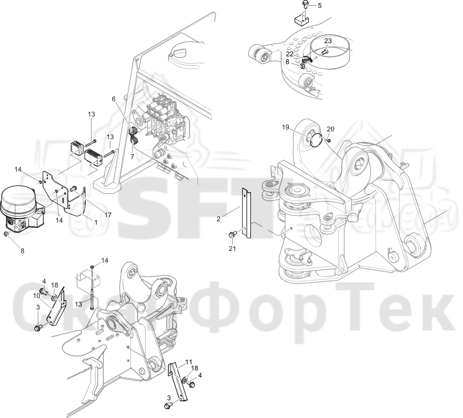 Схема: Komatsu / Лесозаготовительные машины / 951 S/N 9510004367- / Каталог запасных частей / шасси / Центральная смазка / защита 9510004450-