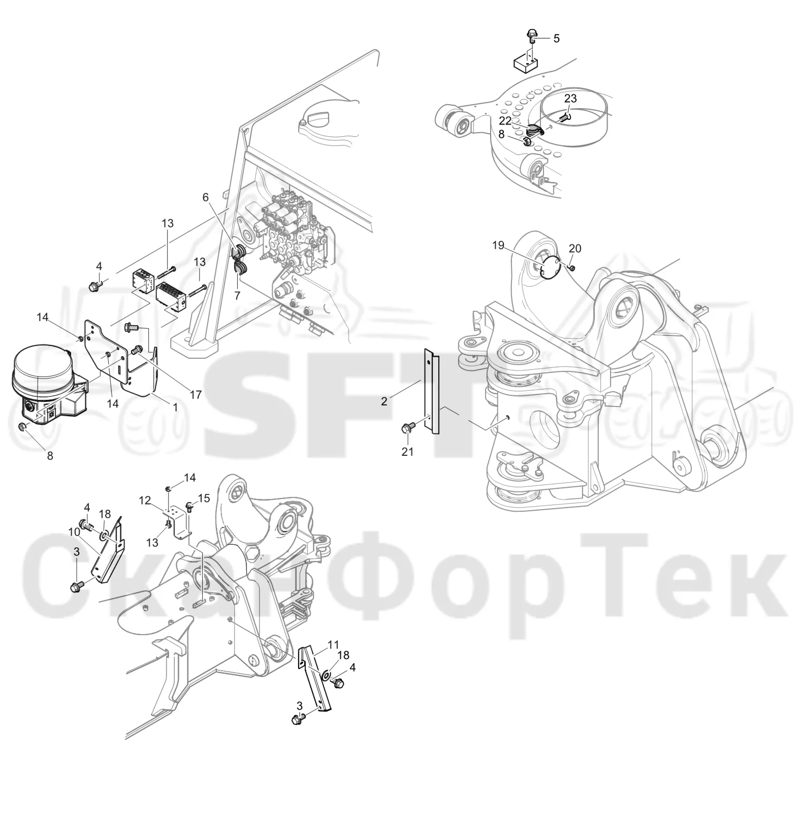 Схема: Komatsu / Лесозаготовительные машины / 951 S/N 9510004367- / Каталог запасных частей / шасси / Центральная смазка / защита