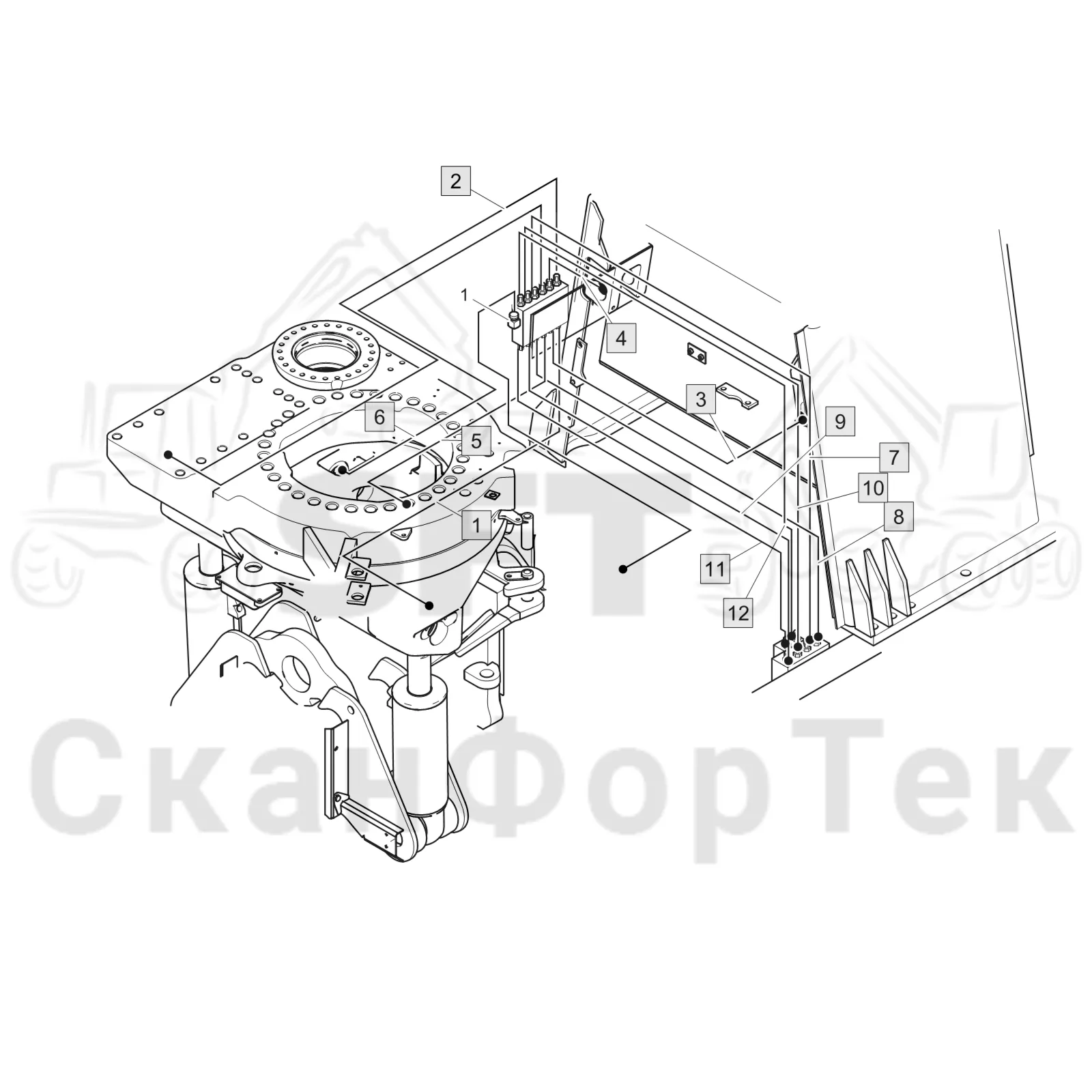 Схема: Komatsu / Лесозаготовительные машины / 911 S/N 9110062167- / Каталог запасных частей / шасси / Центральная смазка / Смазка, шасси