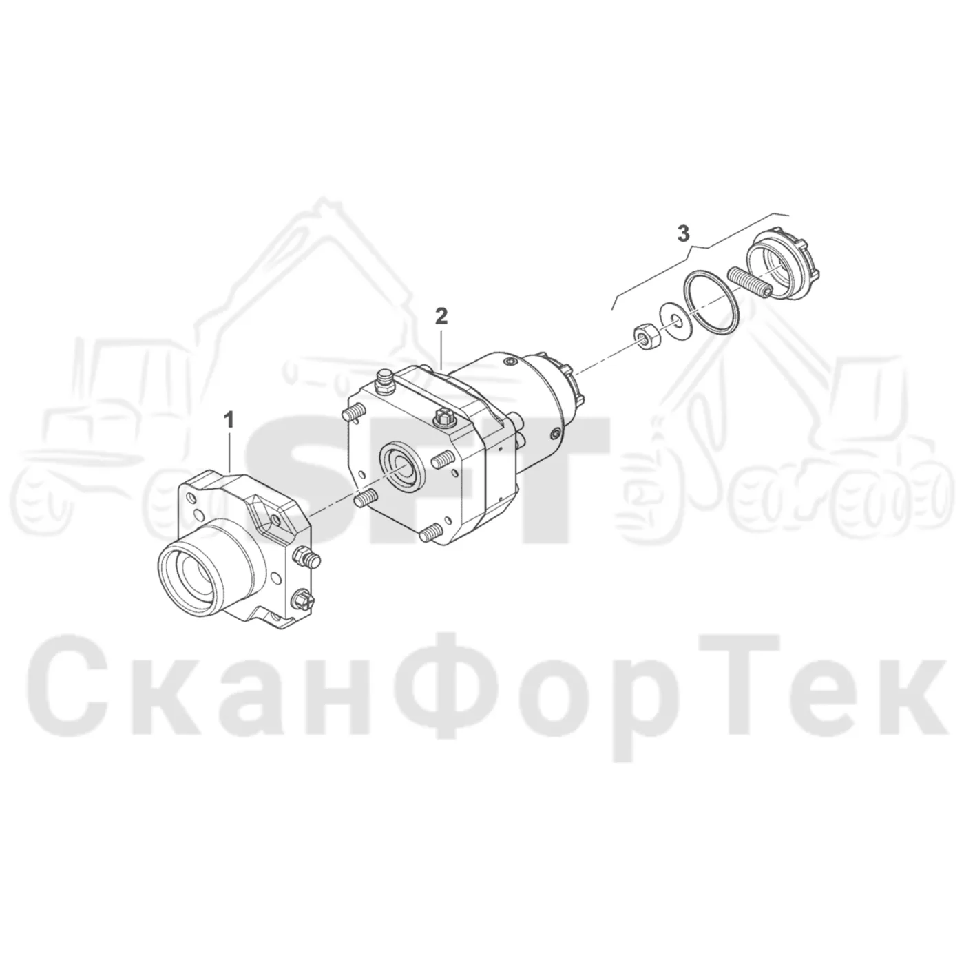 Схема: Komatsu / Форвардер / 845 / Каталог запасных частей / Коробка передач / Мост каретки / каретки / Standard Bogie / Тормозной цилиндр