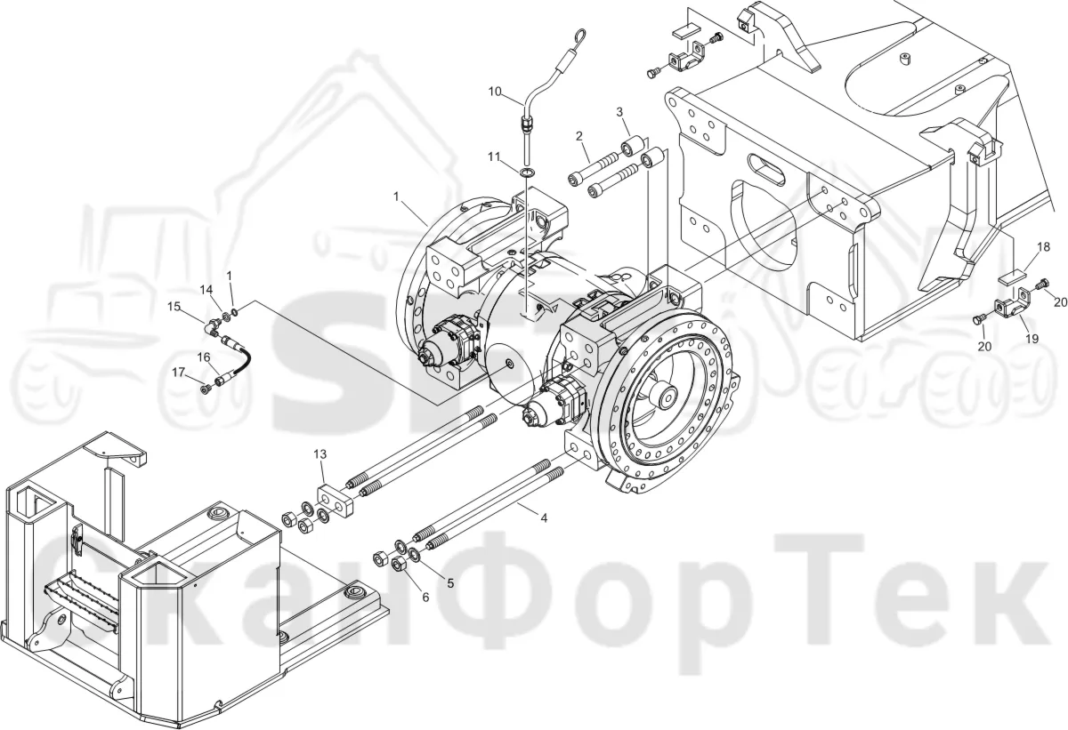 Схема: Komatsu / Лесозаготовительные машины / 951 S/N 9510004367- / Каталог запасных частей / Коробка передач / каретки / Агрегат каретки