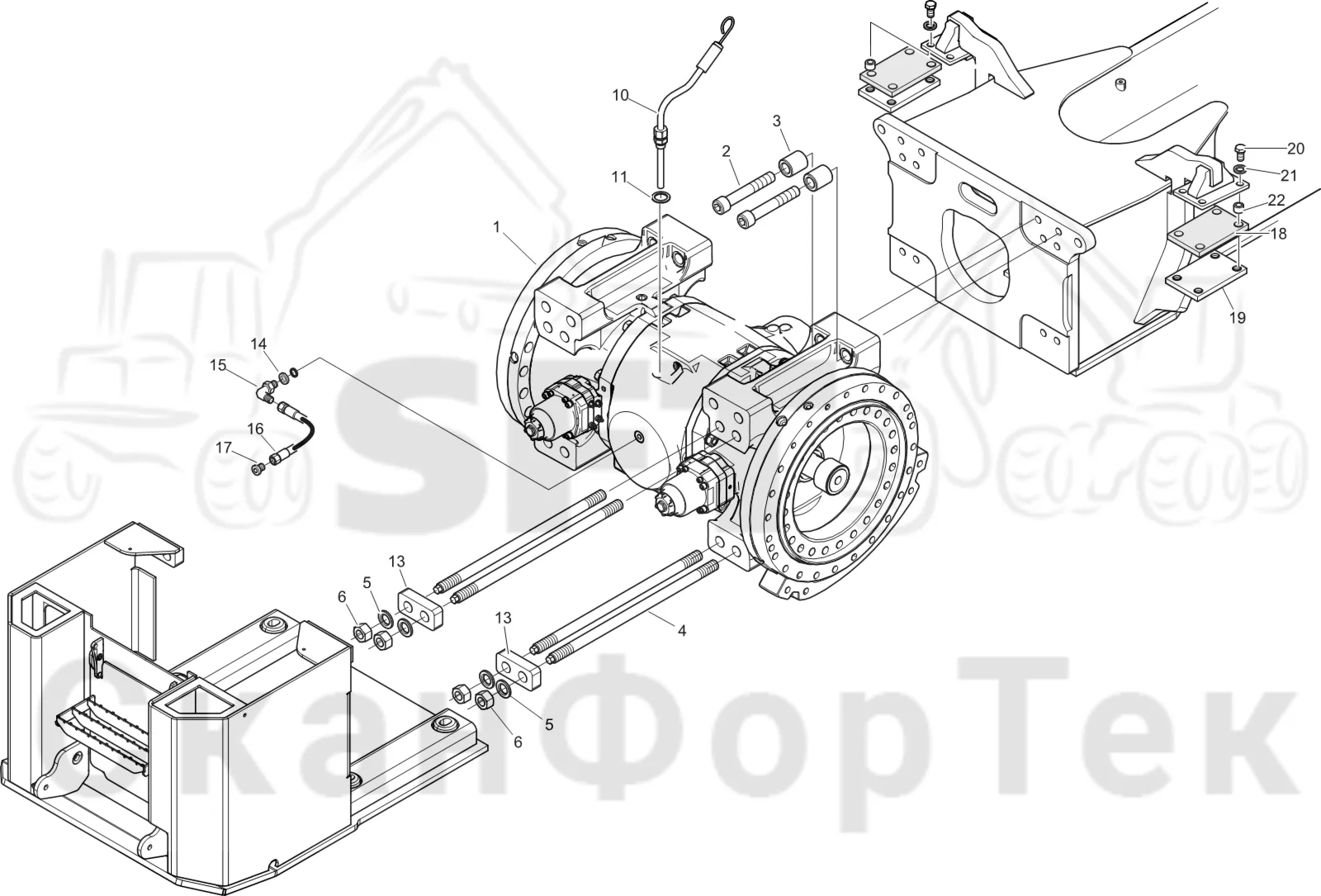 Схема: Komatsu / Лесозаготовительные машины / 951 S/N 9510004367- / Каталог запасных частей / Коробка передач / каретки / Агрегат каретки S/N 9510004418-
