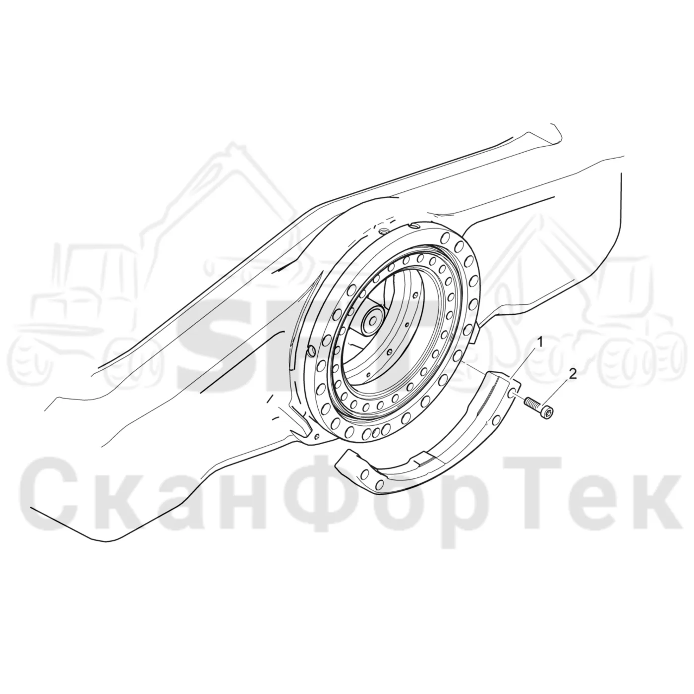 Схема: Komatsu / Форвардер / 895 / Каталог запасных частей / Коробка передач / Мост каретки / Передний агрегат каретки  -8950000450 / защита