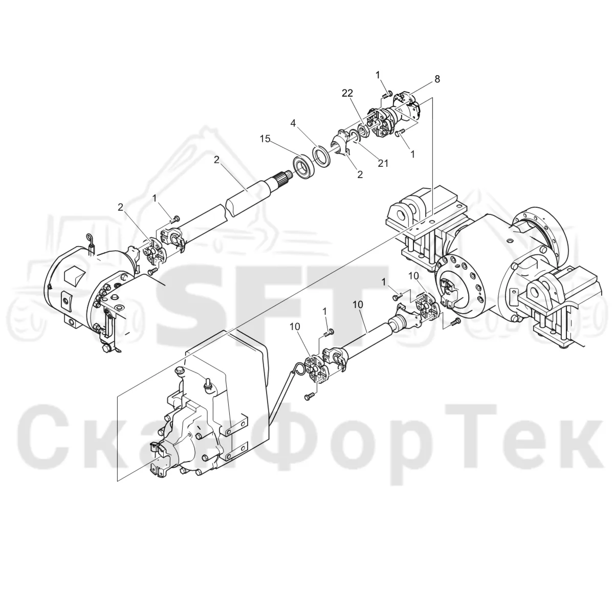 Схема: Komatsu / Лесозаготовительные машины / 931 S/N 9310021067- / Каталог запасных частей / Коробка передач / Карданная передача