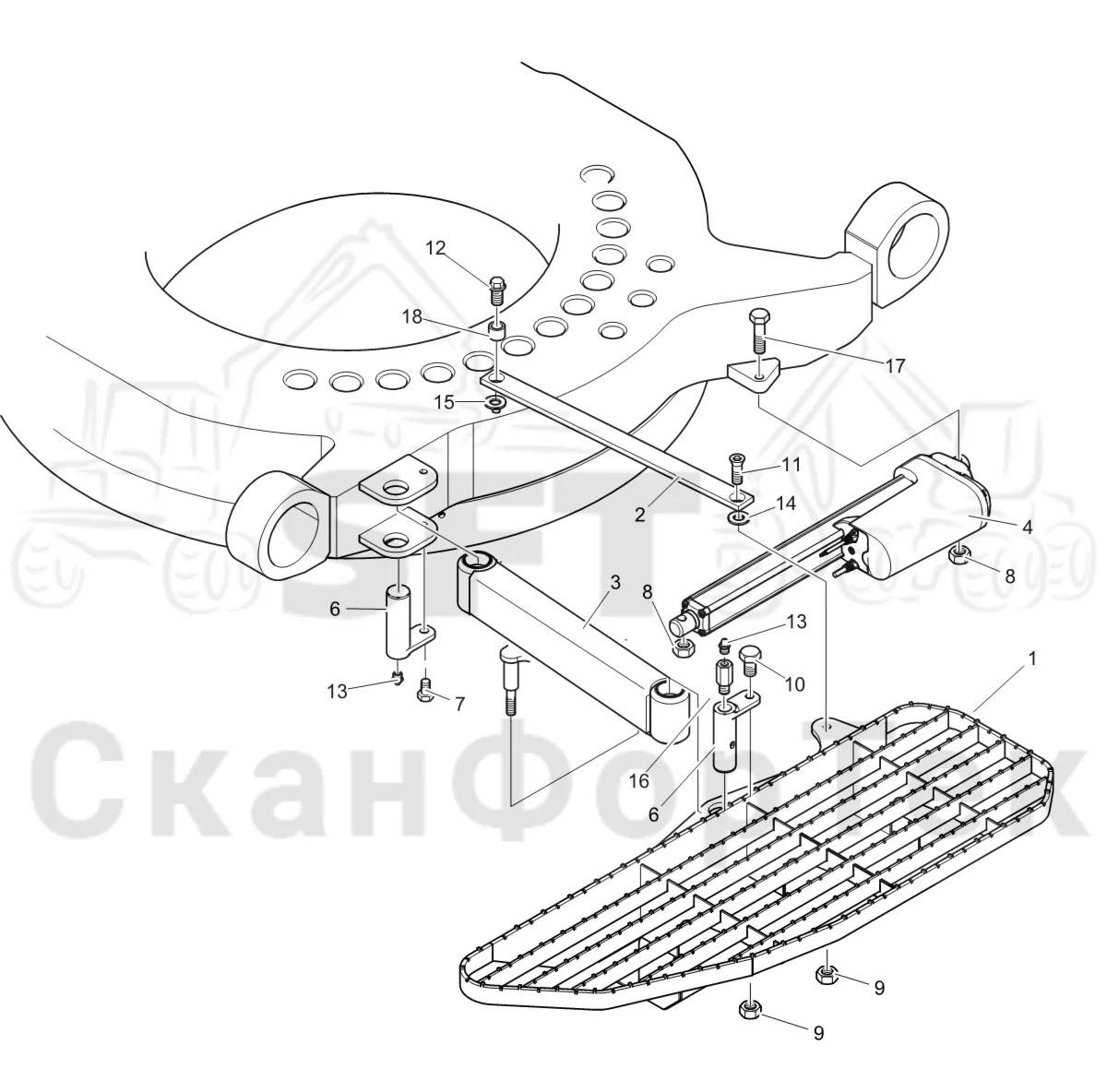 Схема: Komatsu / Лесозаготовительные машины / 931XC S/N 9313021208- / Каталог запасных частей / Кабина / Кабина / Платформа