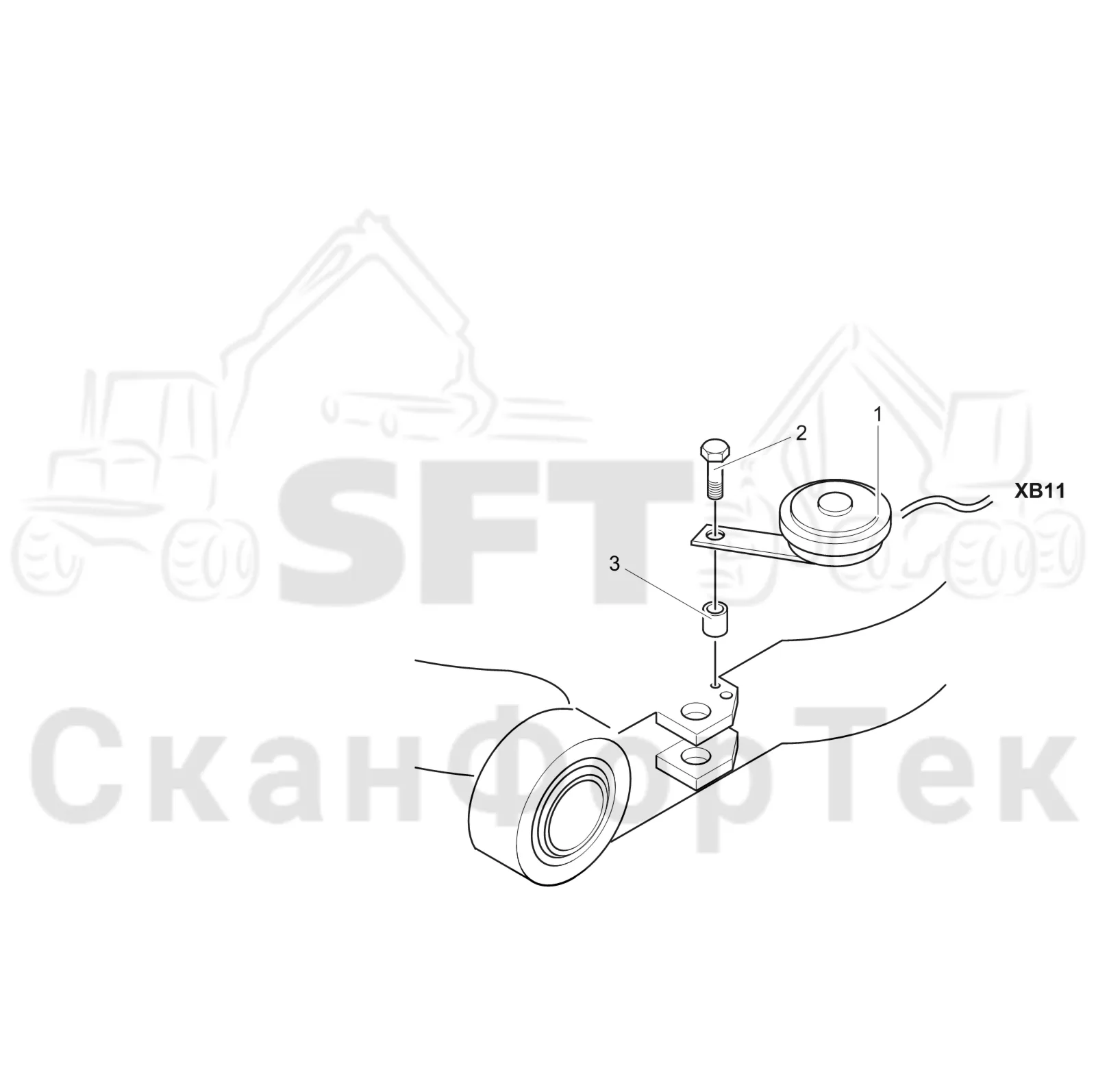 Схема: Komatsu / Лесозаготовительные машины / 901 S/N 9010053267- / Каталог запасных частей / Кабина / Кабина / Гудок