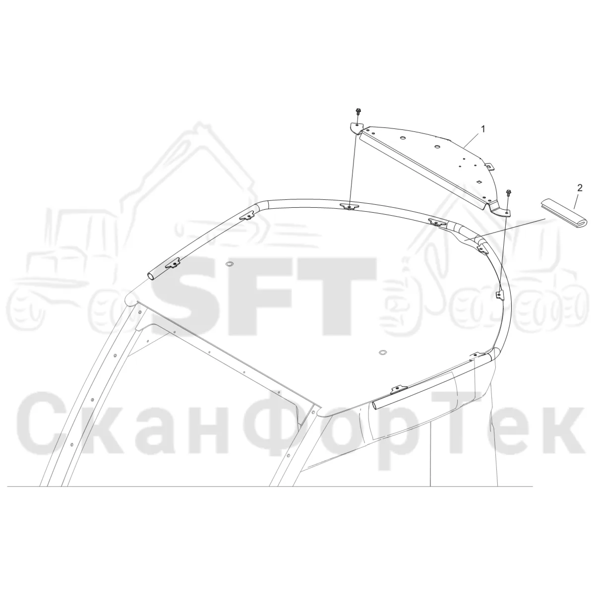 Схема: Komatsu / Лесозаготовительные машины / 931XC S/N 9313021208- / Каталог запасных частей / Кабина / Кабина / Крепление антенны