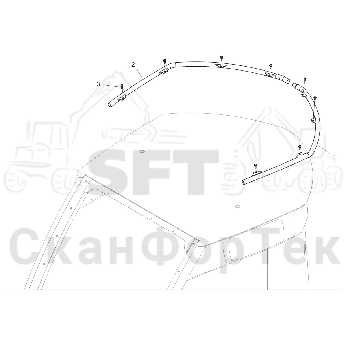 Схема: Komatsu / Лесозаготовительные машины / 911 S/N 9110062167- / Каталог запасных частей / Кабина / Кабина / защита