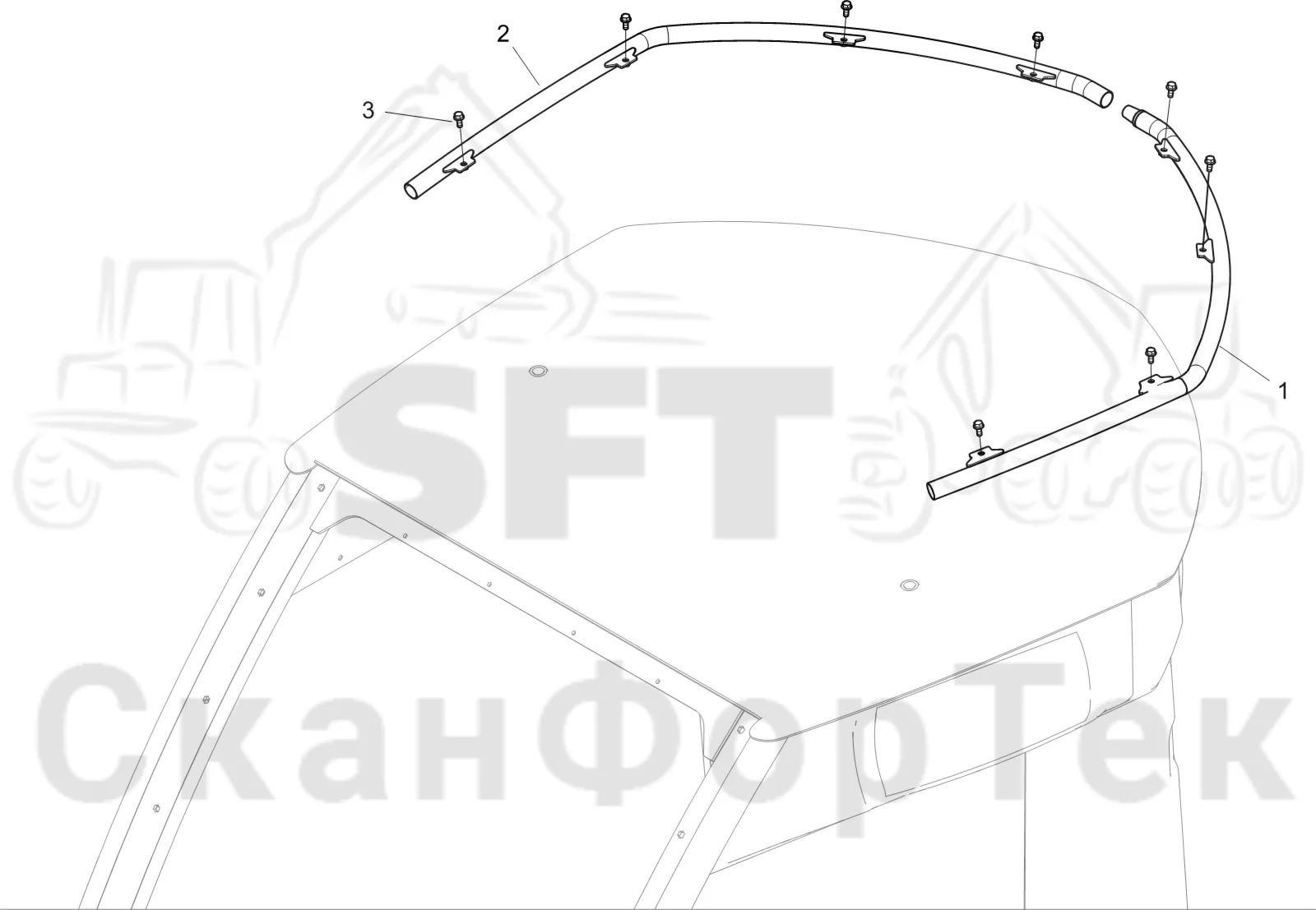 Схема: Komatsu / Лесозаготовительные машины / 931XC S/N 9313021208- / Каталог запасных частей / Кабина / Кабина / защита