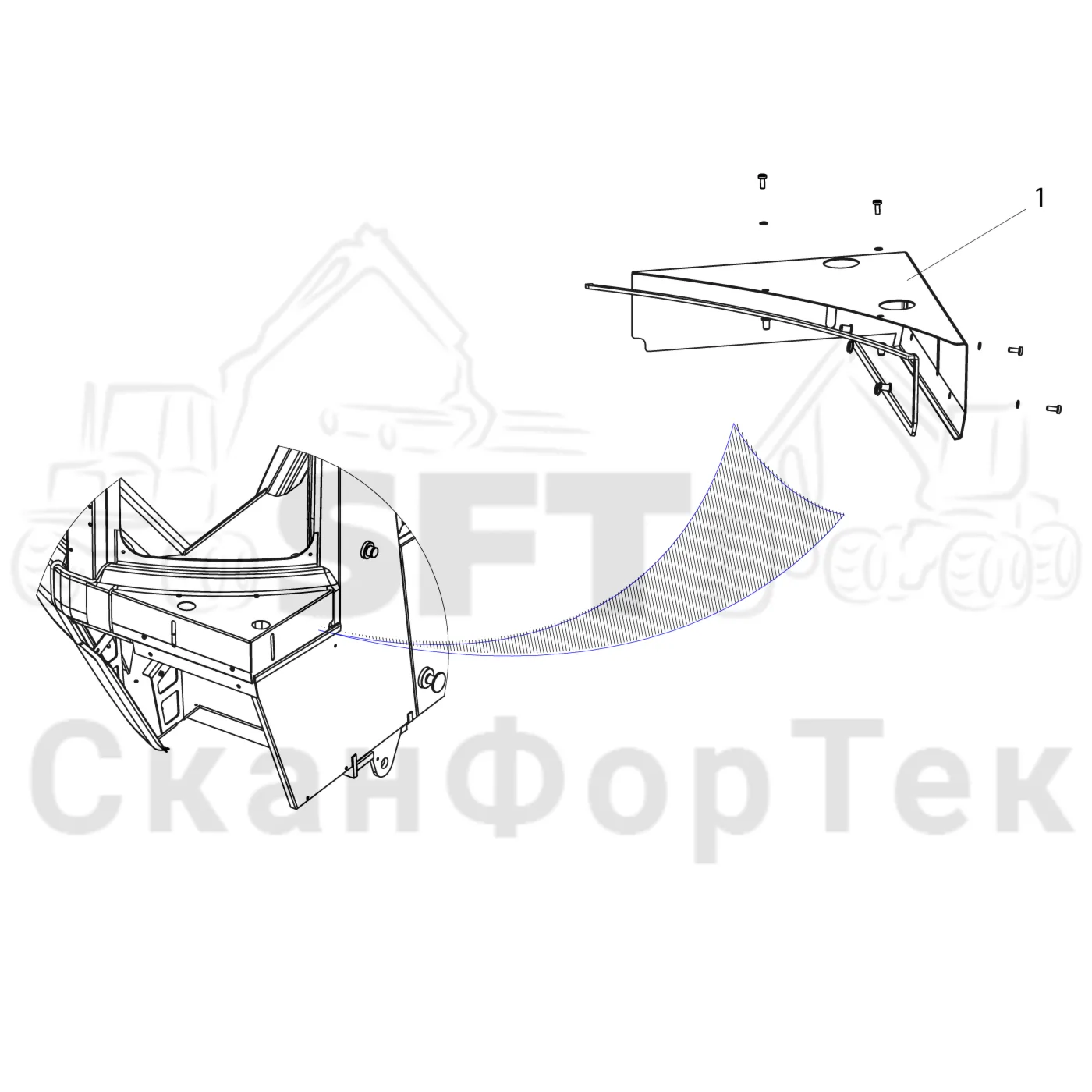 Схема: Komatsu / Лесозаготовительные машины / 901 S/N 9010053267- / Каталог запасных частей / Кабина / Кабина / Крышка