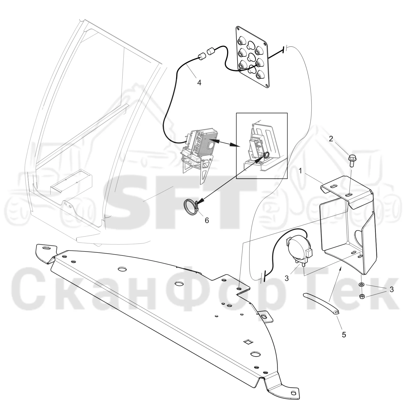 Схема: Komatsu / Лесозаготовительные машины / 931XC S/N 9313021208- / Каталог запасных частей / Кабина / Кабина / Camera