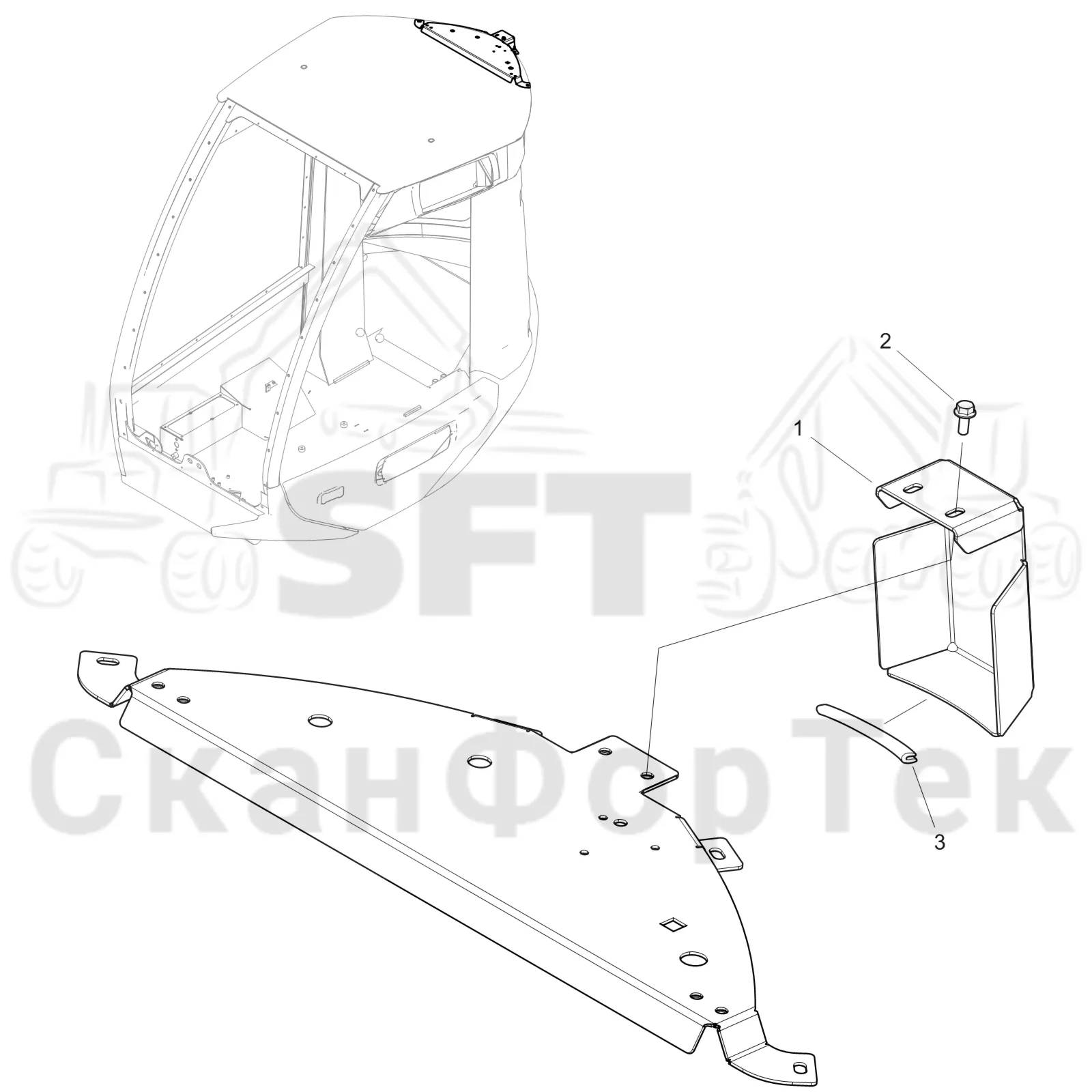 Схема: Komatsu / Лесозаготовительные машины / 951 S/N 9510004367- / Каталог запасных частей / Кабина / Кабина / защита