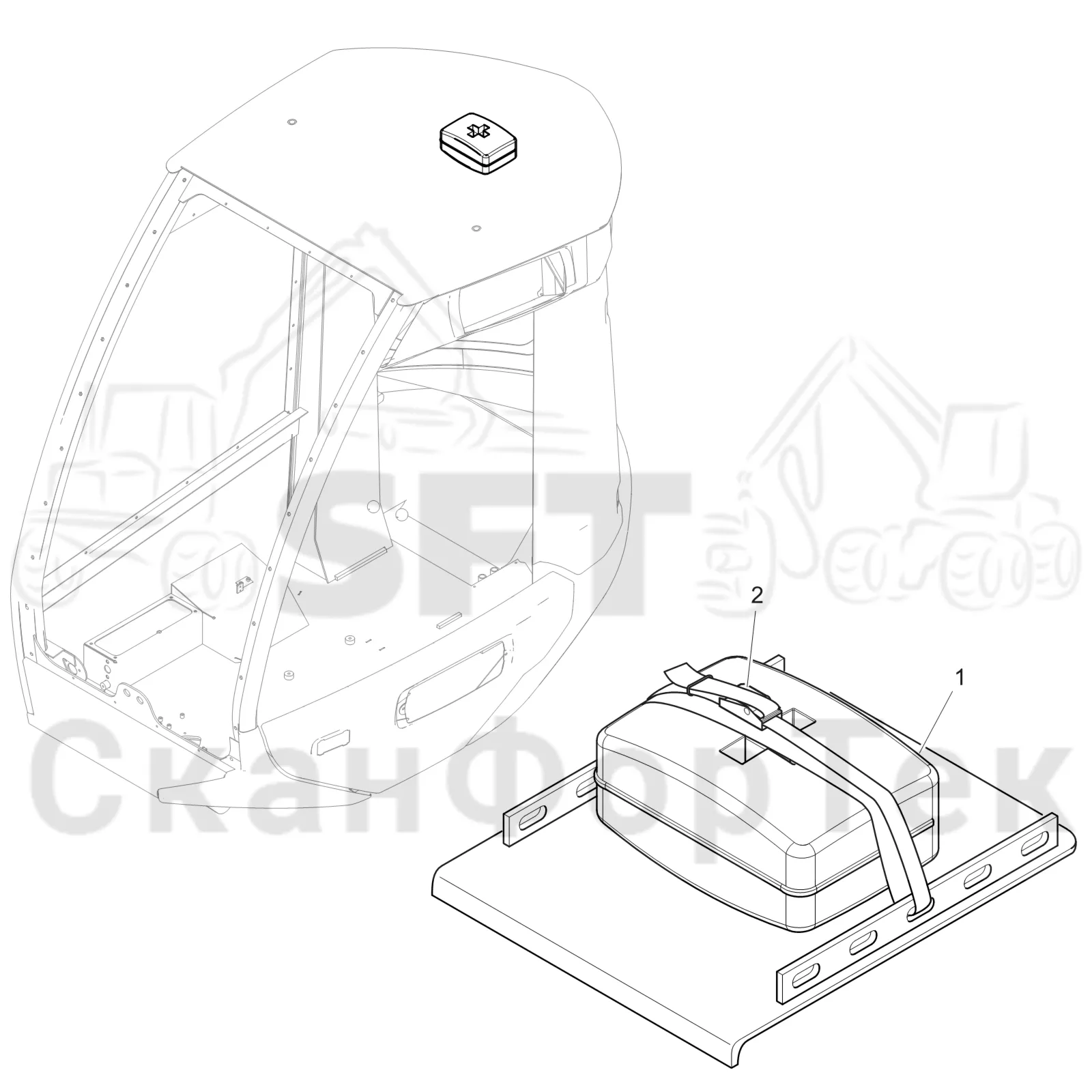 Схема: Komatsu / Лесозаготовительные машины / 951 S/N 9510004367- / Каталог запасных частей / Кабина / Кабина / Комплект для оказания первой помощи
