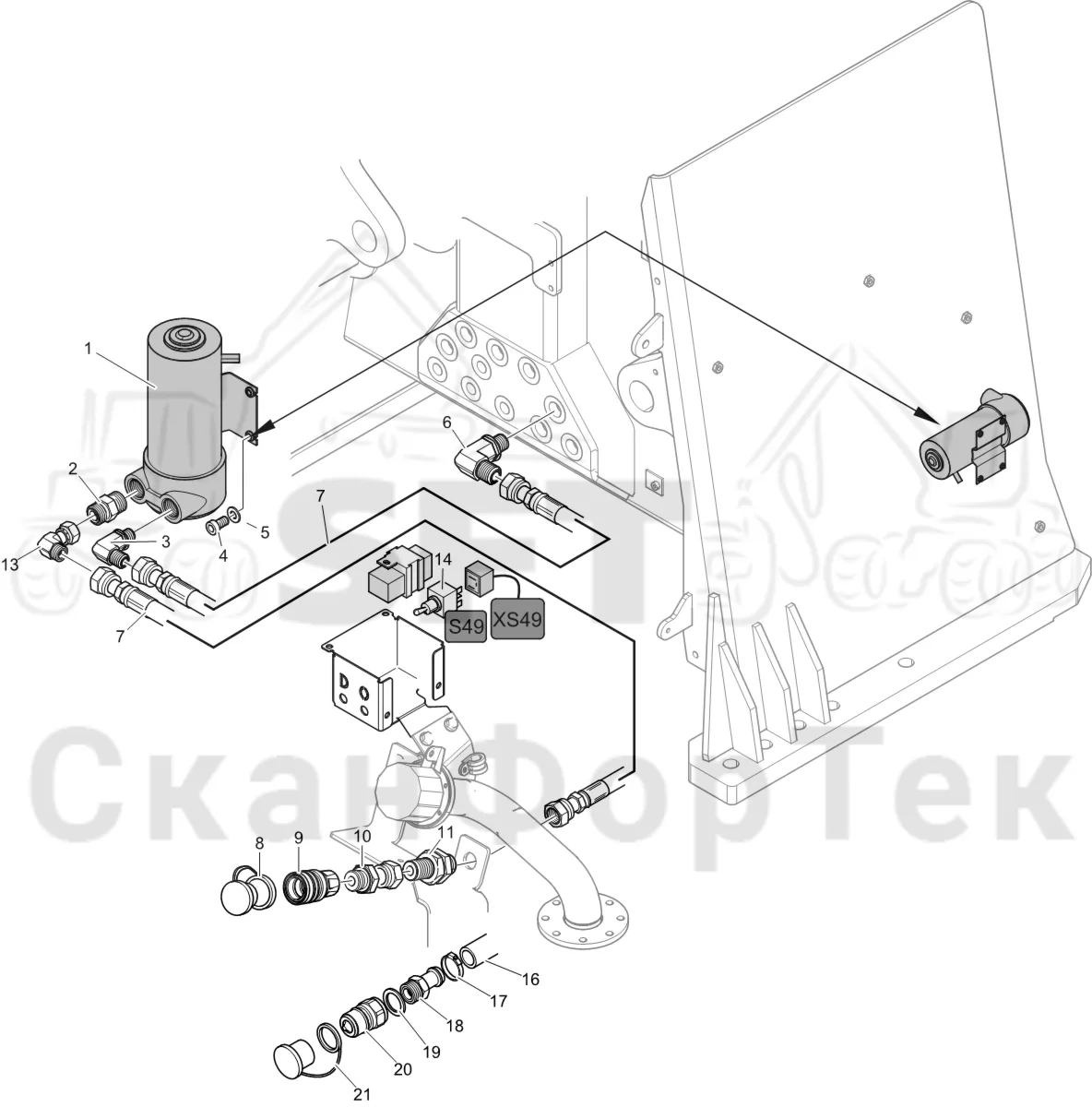 Схема: Komatsu / Лесозаготовительные машины / 911 S/N 9112062167- / Каталог запасных частей / Гидравлика / Заполнение маслом / Заправка масла электрическим насосом