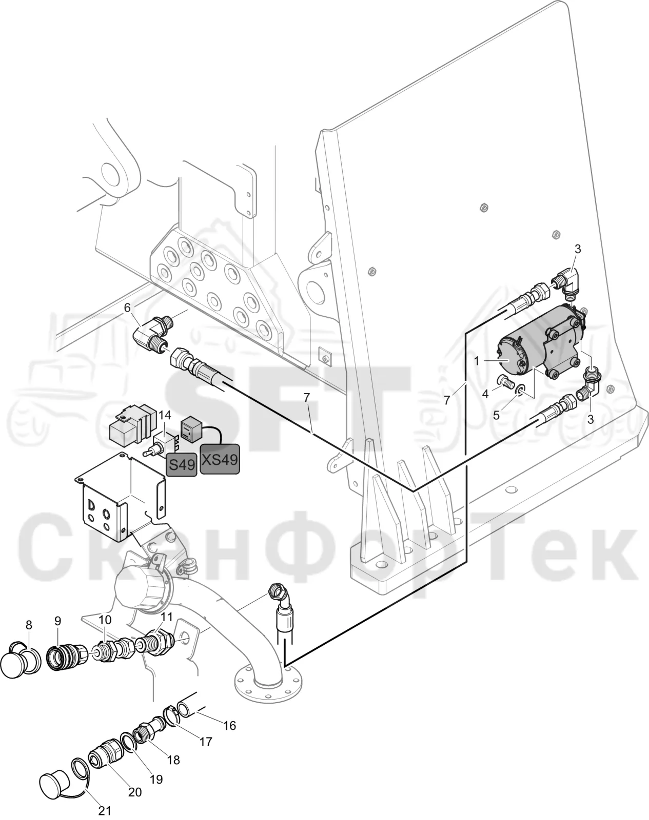Схема: Komatsu / Лесозаготовительные машины / 911 S/N 9112062167- / Каталог запасных частей / Гидравлика / Заполнение маслом / Заправка масла электрическим насосом 9112062391-