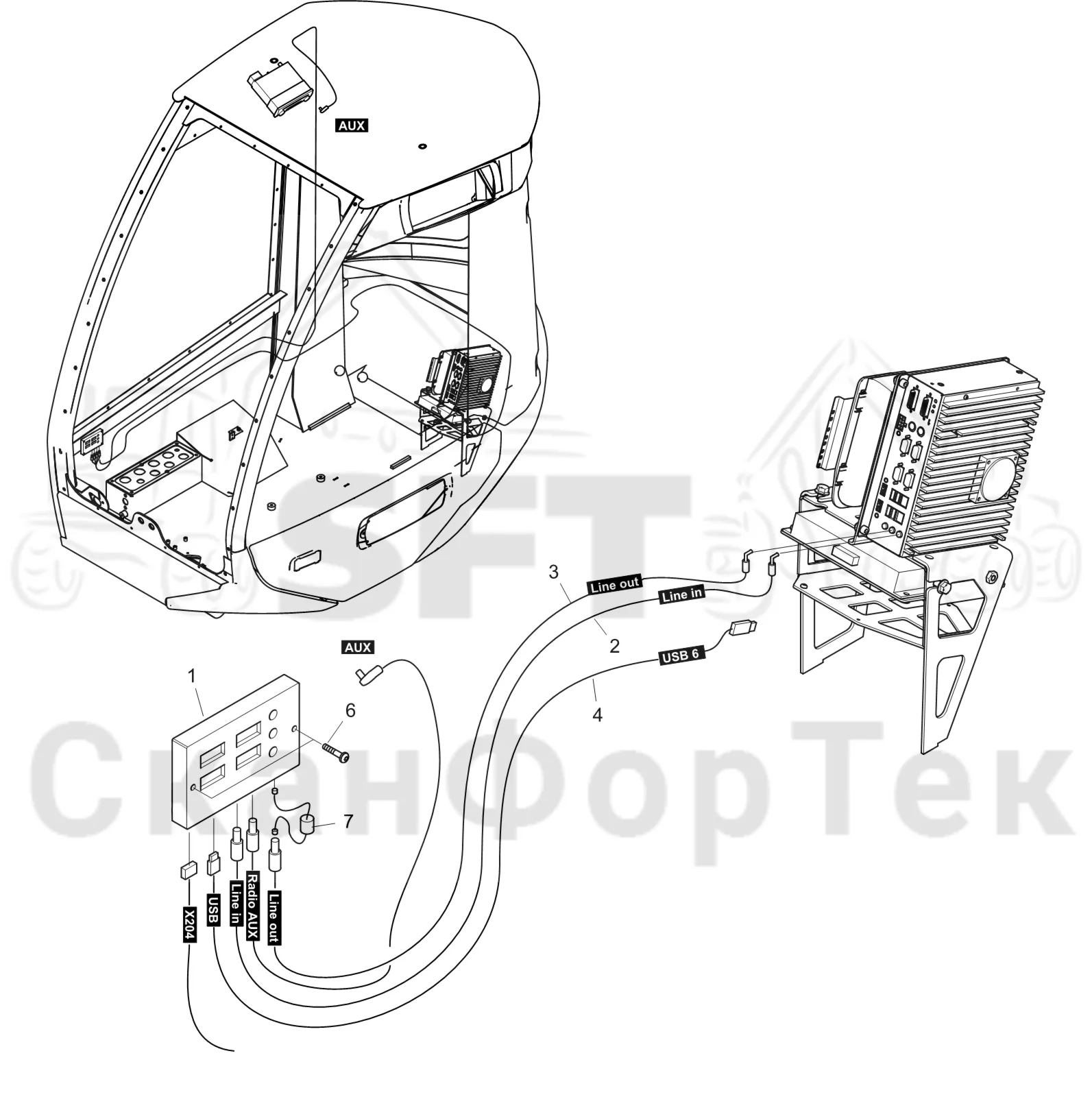 Схема: Komatsu / Лесозаготовительные машины / 931 S/N 9310021067- / Каталог запасных частей / Кабина / Салон / Media Hub