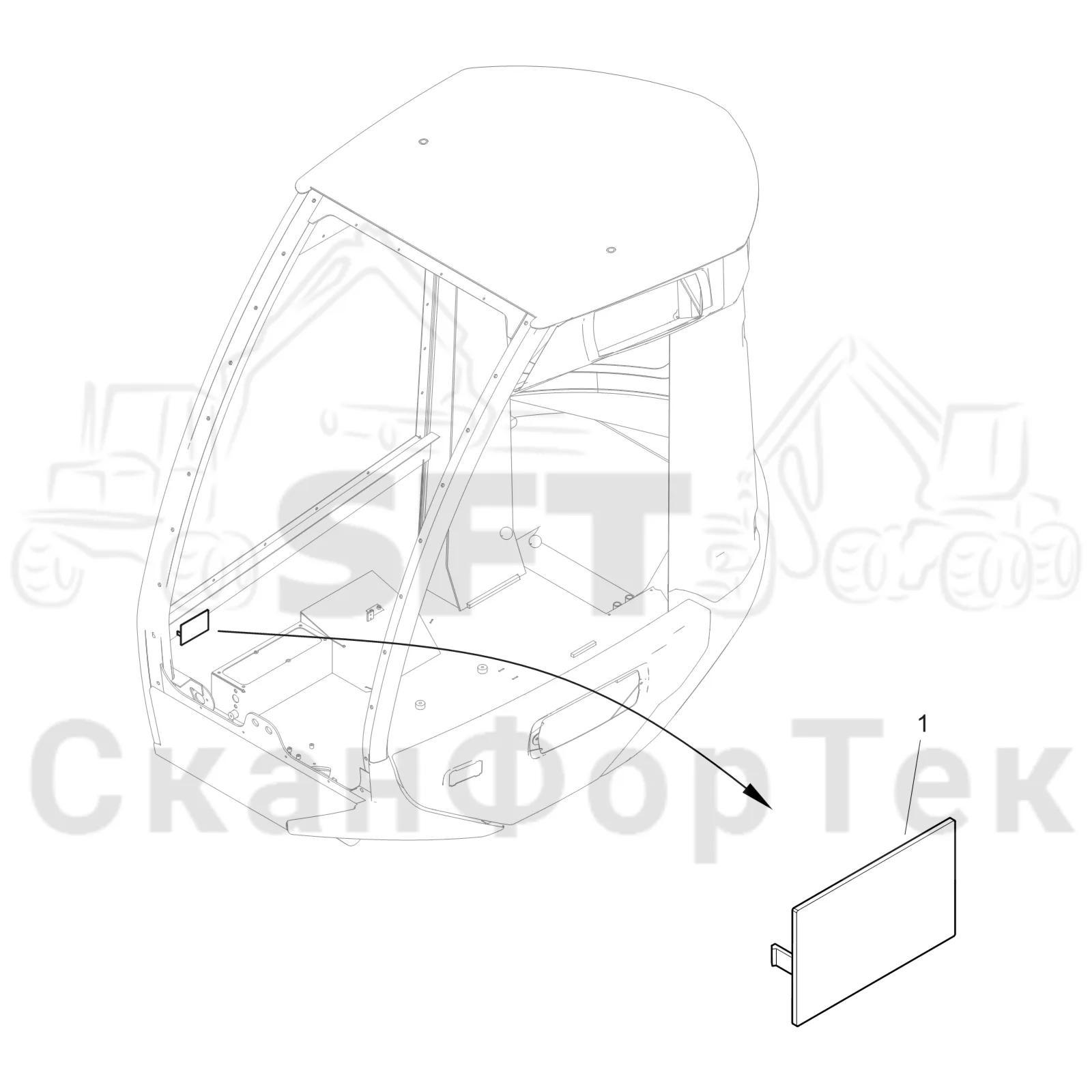 Схема: Komatsu / Лесозаготовительные машины / 931XC S/N 9313021208- / Каталог запасных частей / Кабина / Салон / Media Hub / Стыковая накладка