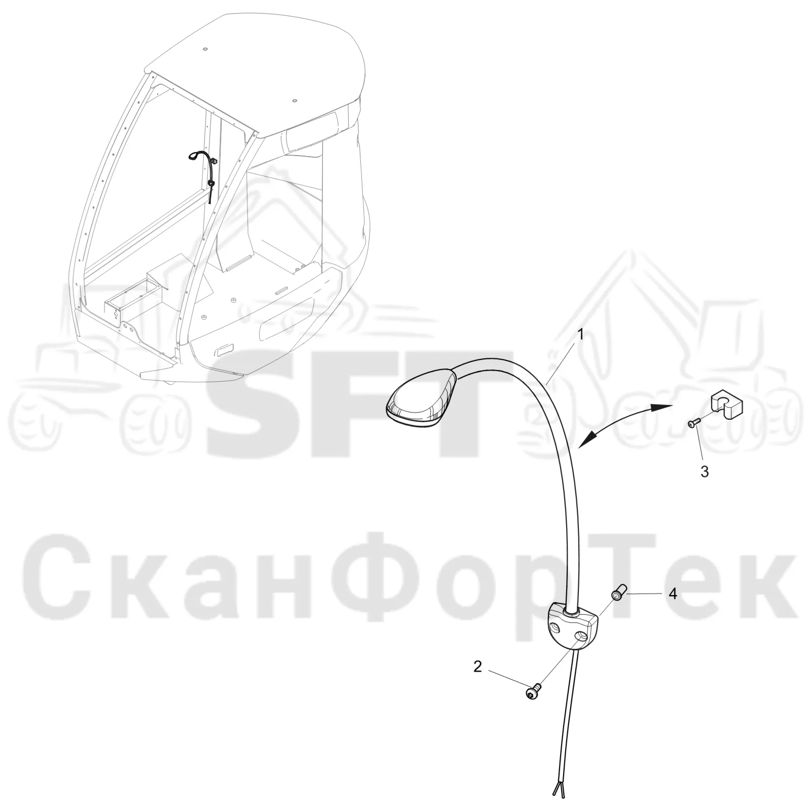 Схема: Komatsu / Лесозаготовительные машины / 901 S/N 9010053267- / Каталог запасных частей / Кабина / Салон / Чтение света