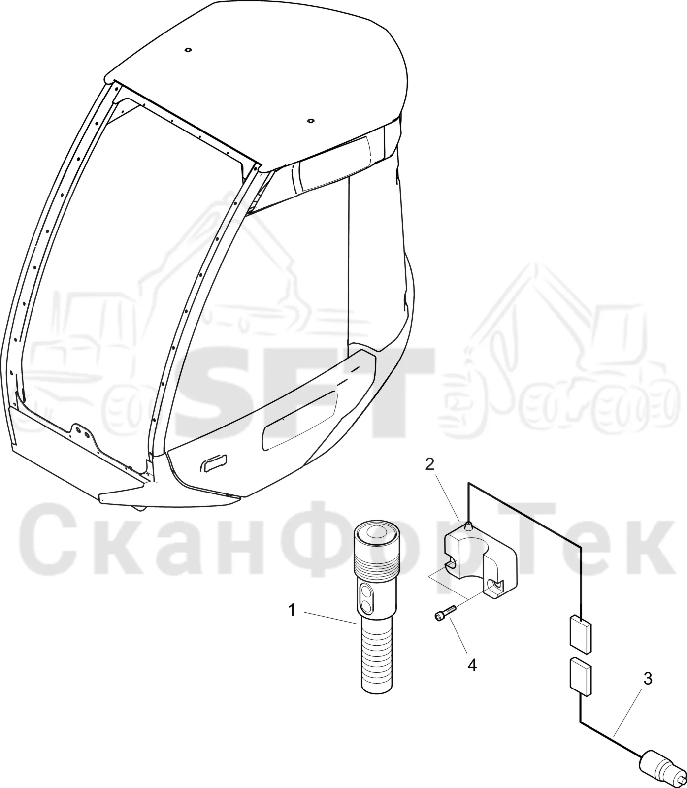 Схема: Komatsu / Лесозаготовительные машины / 931 S/N 9310021067- / Каталог запасных частей / Кабина / Салон / аккумуляторная факел