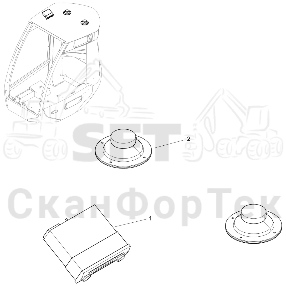 Схема: Komatsu / Лесозаготовительные машины / 951 S/N 9510004367- / Каталог запасных частей / Кабина / Салон / Радиоприемник