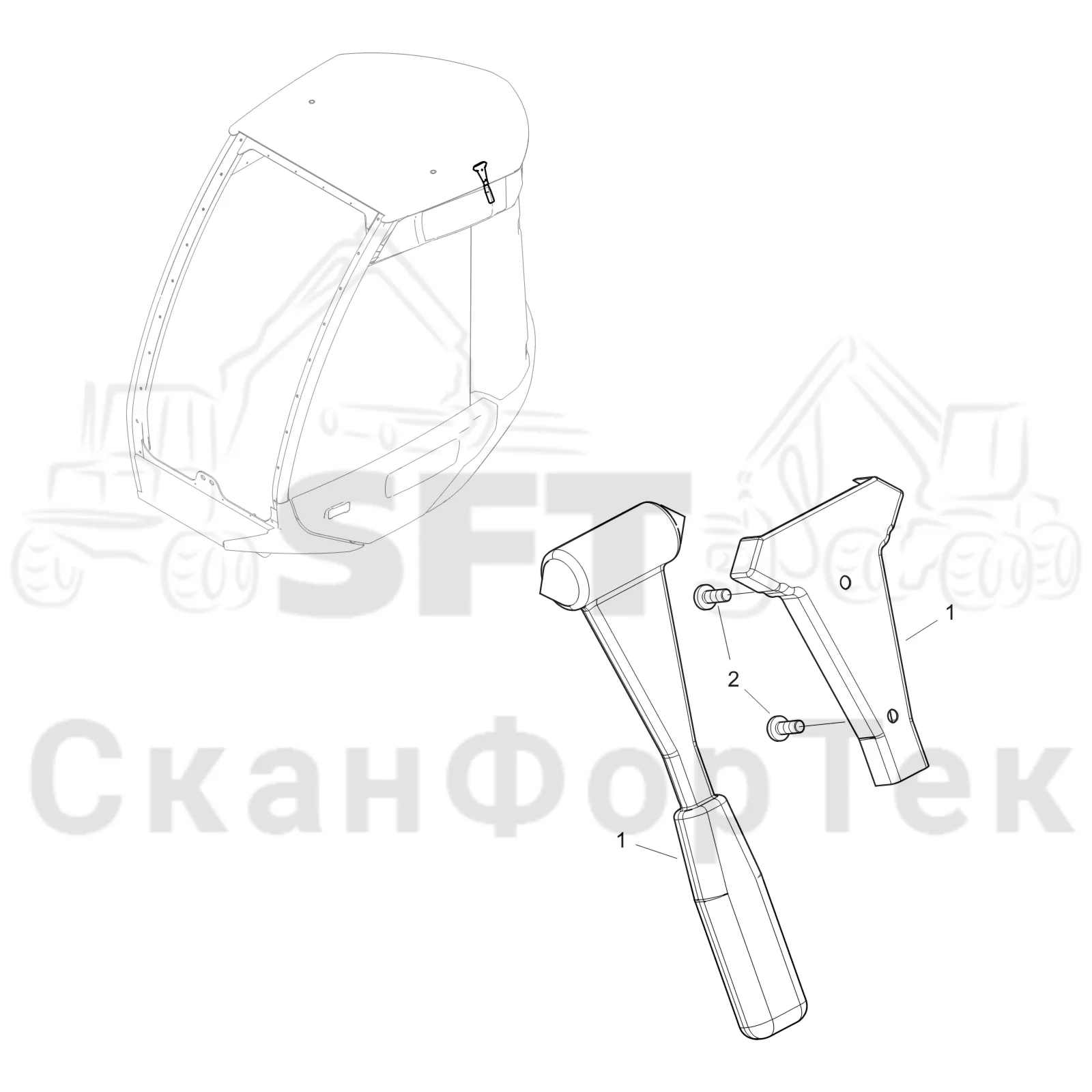 Схема: Komatsu / Лесозаготовительные машины / 911 S/N 9112062167- / Каталог запасных частей / Кабина / Салон / чрезвычайных молотки