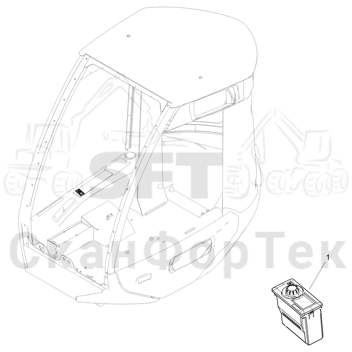 Схема: Komatsu / Лесозаготовительные машины / 901 S/N 9010053267- / Каталог запасных частей / Кабина / Система обогрева и охлаждения / Блок управления