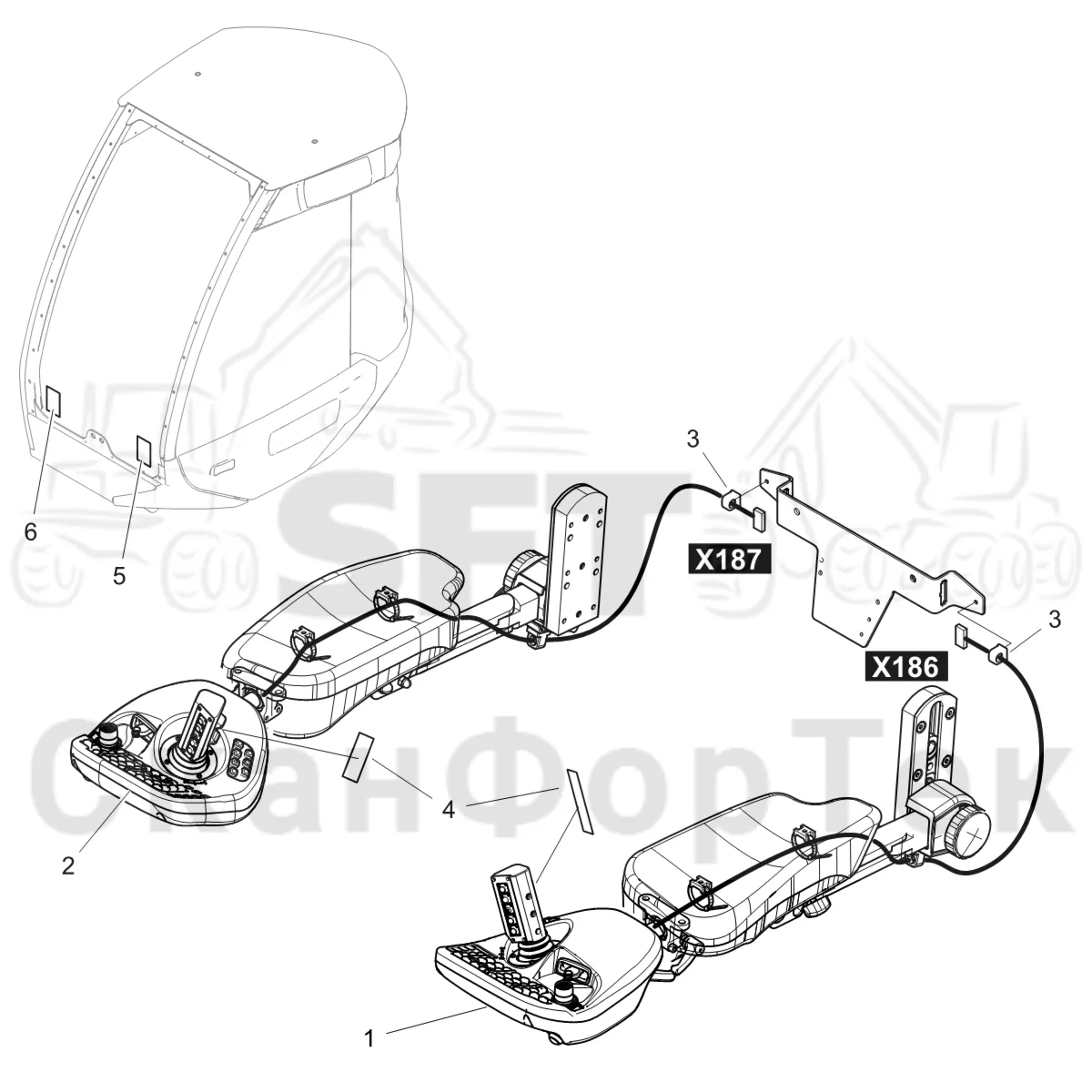 Схема: Komatsu / Лесозаготовительные машины / 911 S/N 9110062167- / Каталог запасных частей / Система управления / Регулятор / Рычаги электрооборудования, KCC Advanced