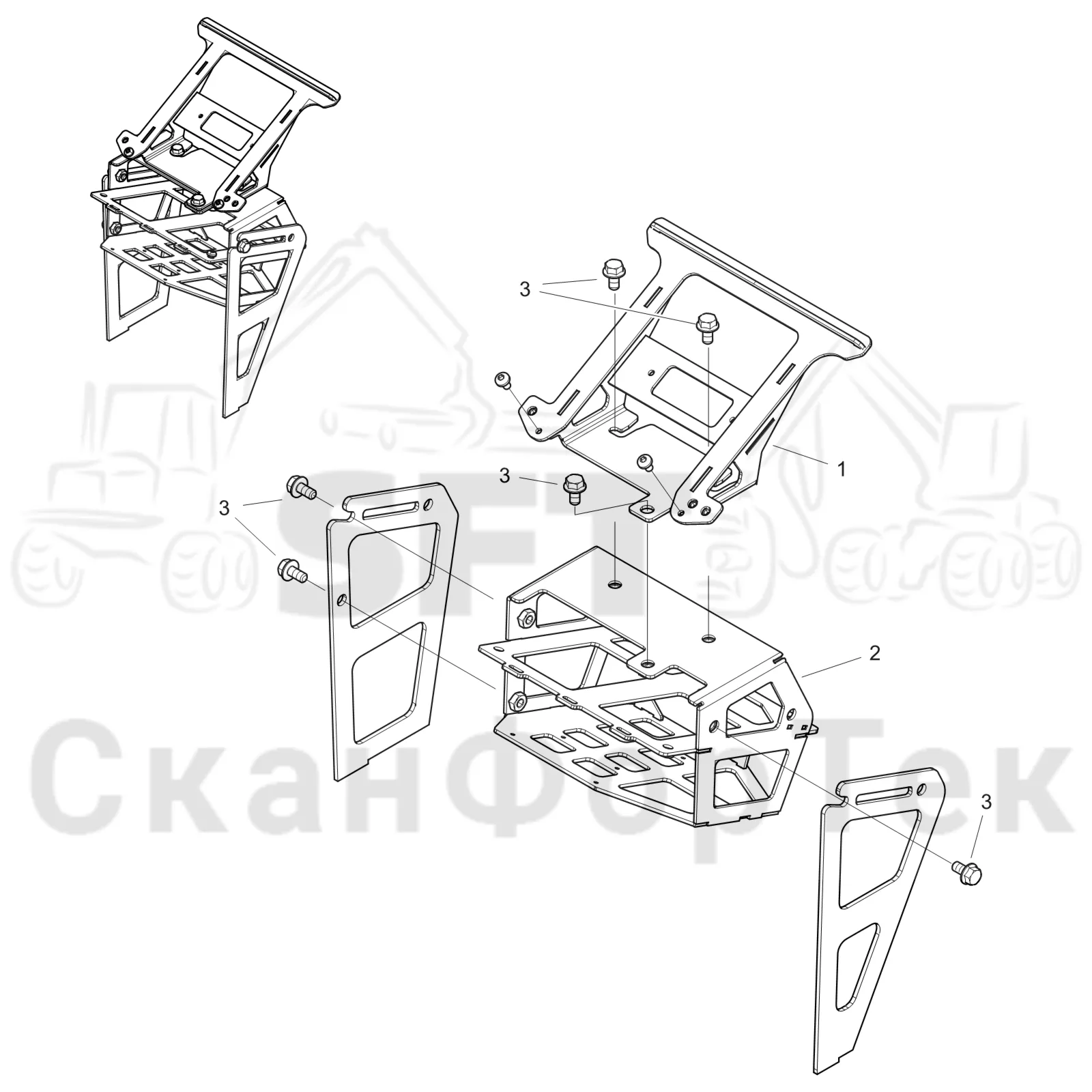 Схема: Komatsu / Лесозаготовительные машины / 901 S/N 9010053267- / Каталог запасных частей / Система управления / Компьютеры / Монтаж 9010053384-