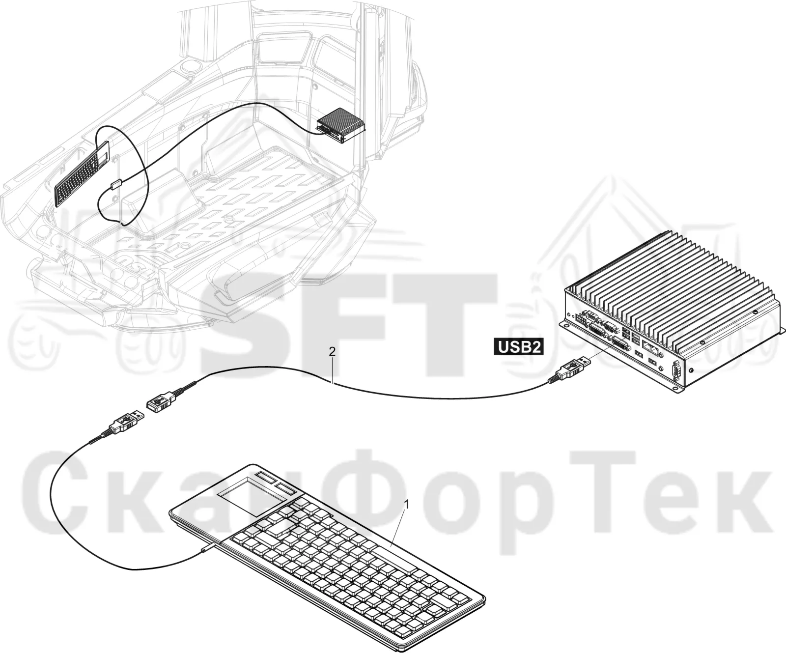 Схема: Komatsu / Лесозаготовительные машины / 951 S/N 9510004367- / Каталог запасных частей / Система управления / Компьютеры / Клавиатура 9510004446-