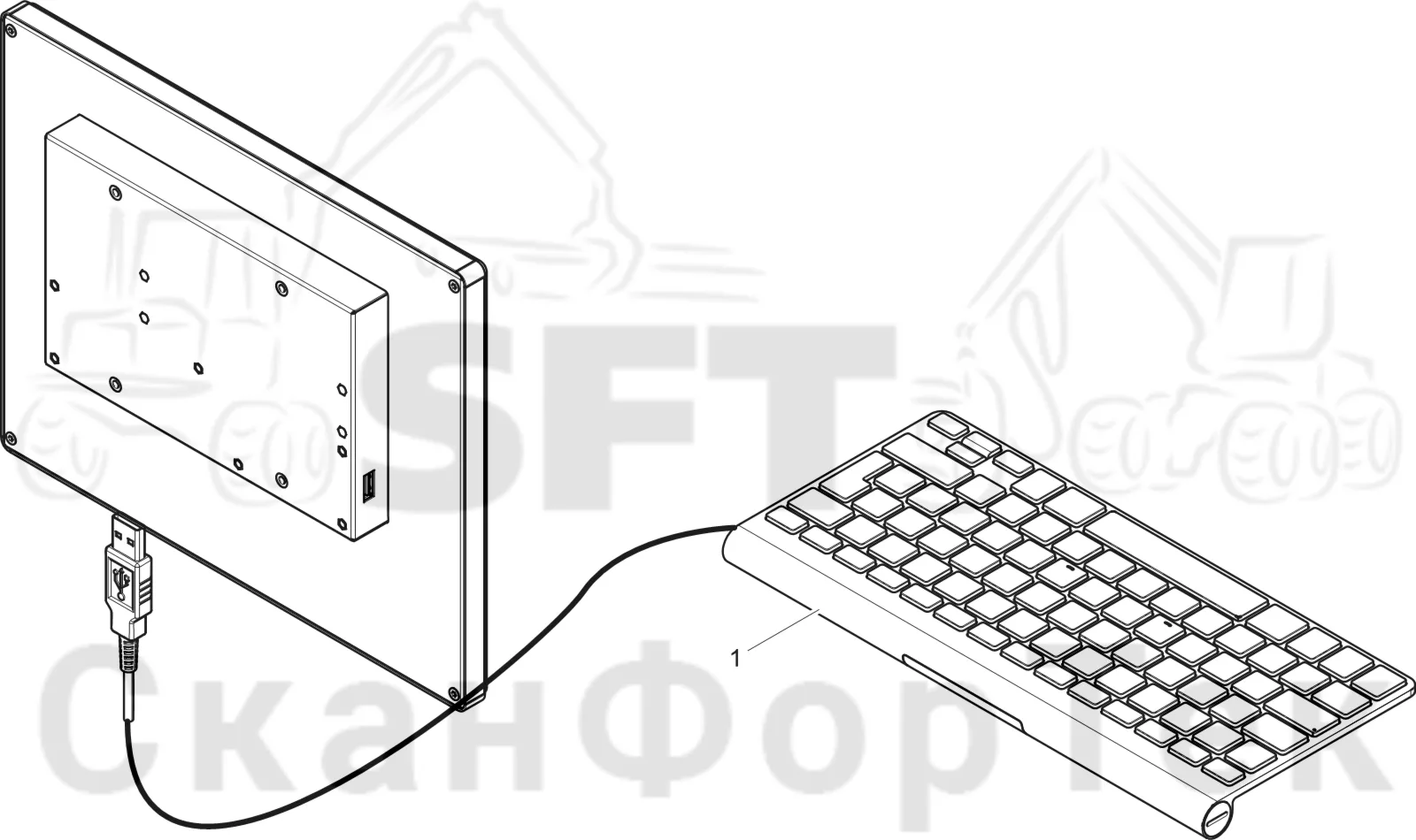 Схема: Komatsu / Лесозаготовительные машины / 901 S/N 9010053267- / Каталог запасных частей / Система управления / Компьютеры / Клавиатура PC X40 S/N 9010053321-