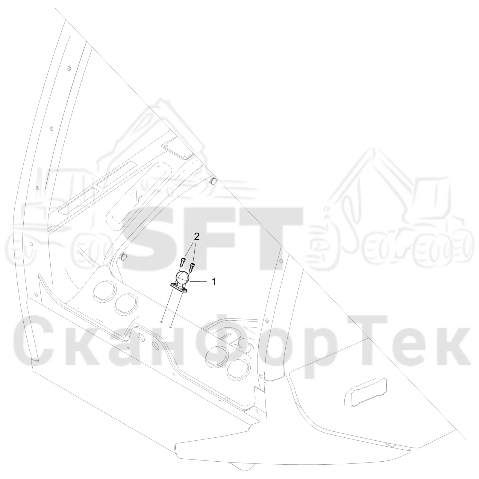 Схема: Komatsu / Лесозаготовительные машины / 951 S/N 9510004367- / Каталог запасных частей / Система управления / Компьютеры / Дополнительная крепление