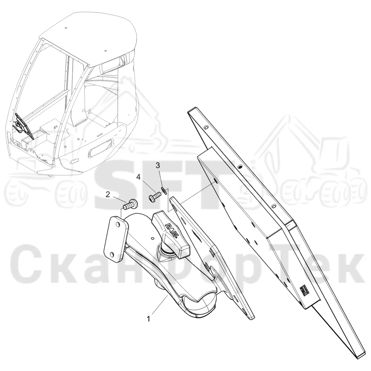 Схема: Komatsu / Лесозаготовительные машины / 901 S/N 9010053267- / Каталог запасных частей / Система управления / Компьютеры / Mounting display