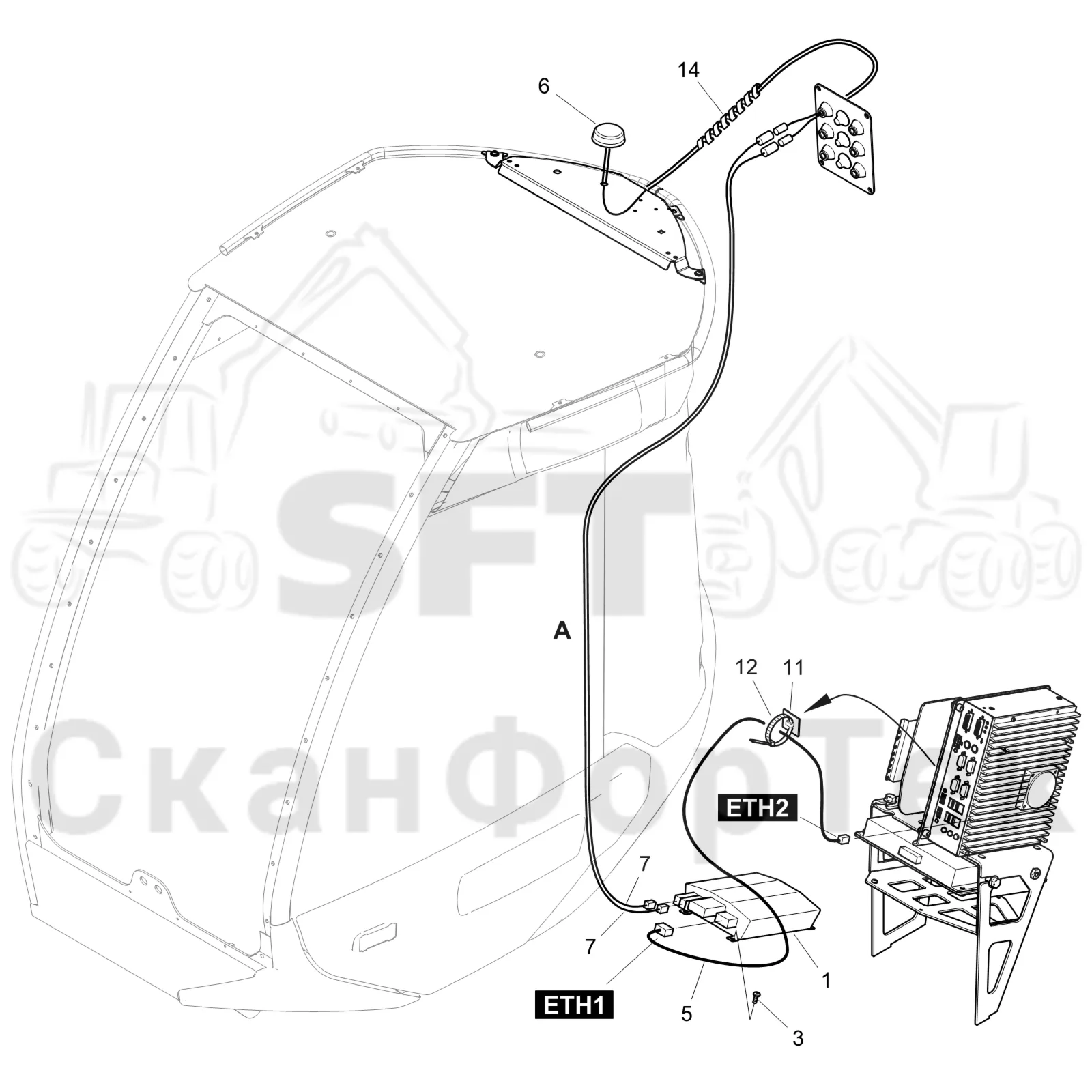 Схема: Komatsu / Лесозаготовительные машины / 901 S/N 9010053267- / Каталог запасных частей / Система управления / Компьютеры / Электрооборудование MaxiFleet 3G