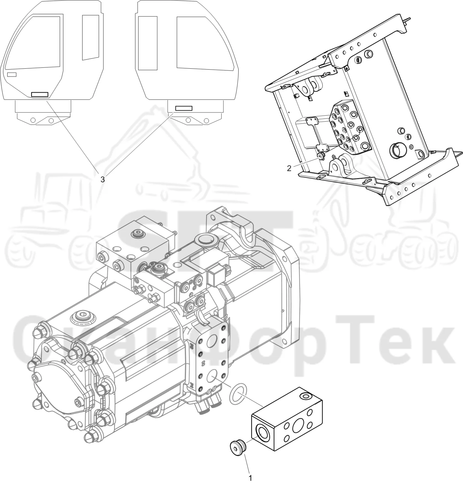 Схема: Komatsu / Лесозаготовительные машины / 931XC S/N 9313021208- / Каталог запасных частей / Гидравлика / Гидравлические насосы / Пробка