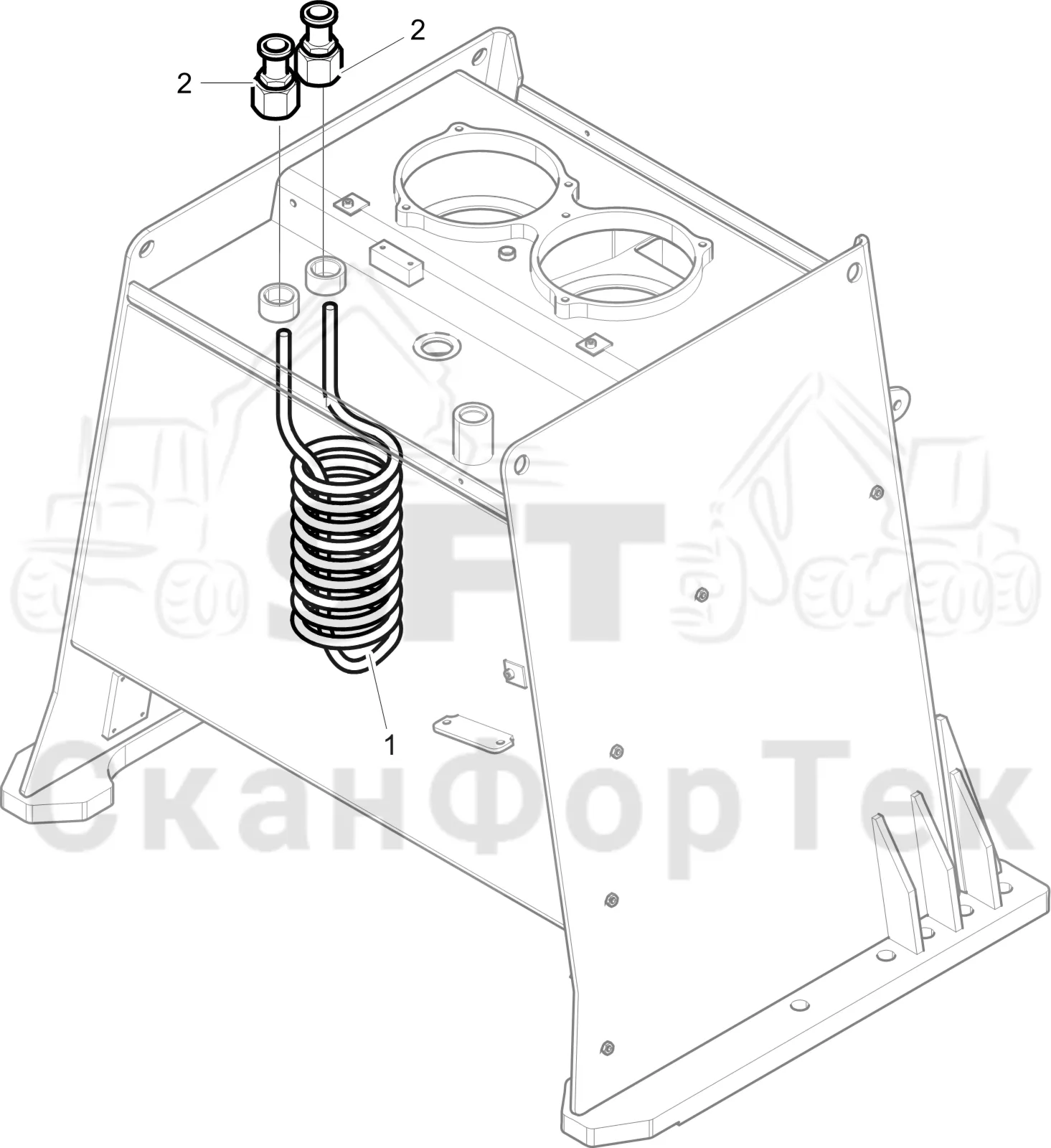 Схема: Komatsu / Лесозаготовительные машины / 911 S/N 9110062167- / Каталог запасных частей / Гидравлика / Бак гидравлики / Подогреватель бака гидравлики